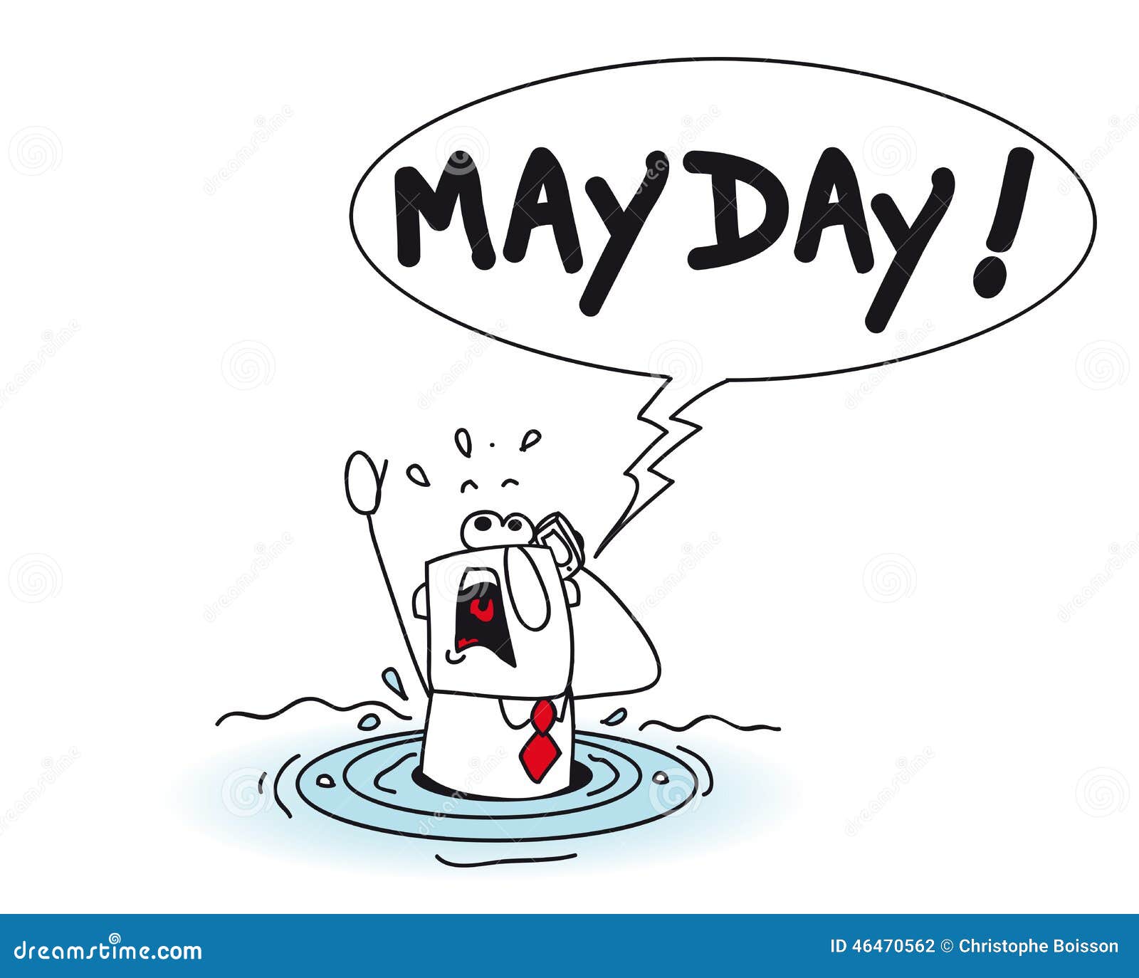 Mayday stock vector. Image of drown, necktie, drawn, hand 46470562