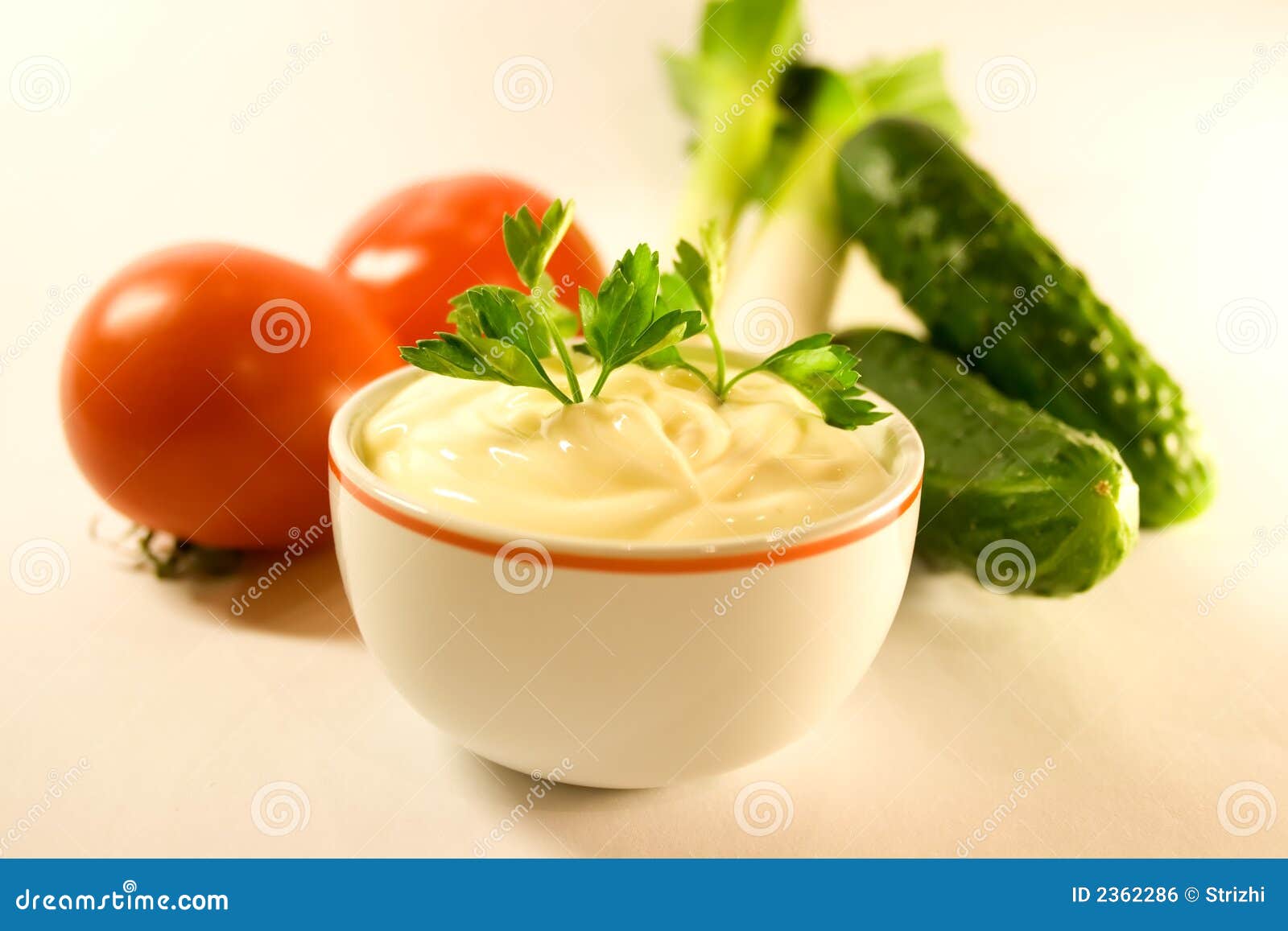 Mayonnaise and Fresh Vegetable Stock Photo - Image of seasoning, garlic ...