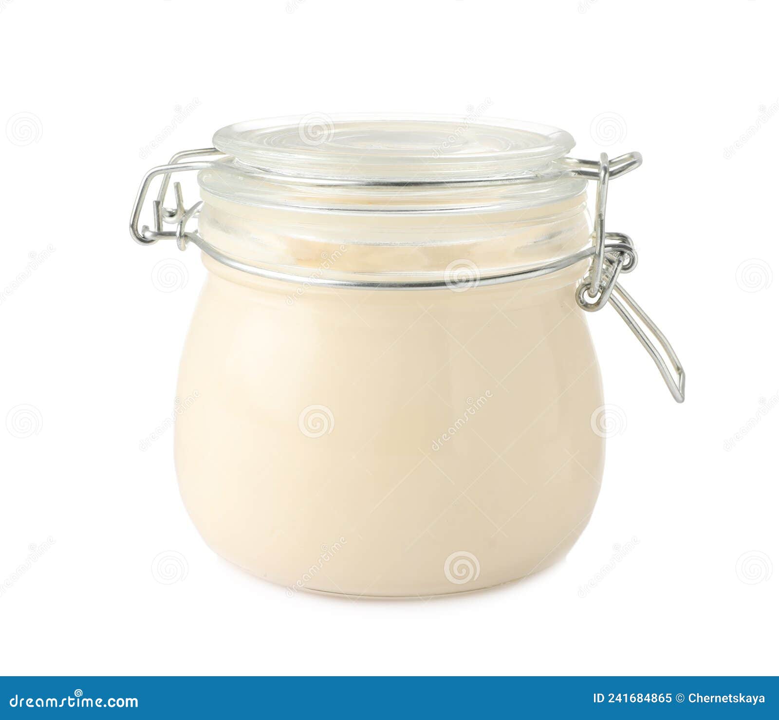 Mayonnaise in Glass Jar Isolated on White Stock Image Image of
