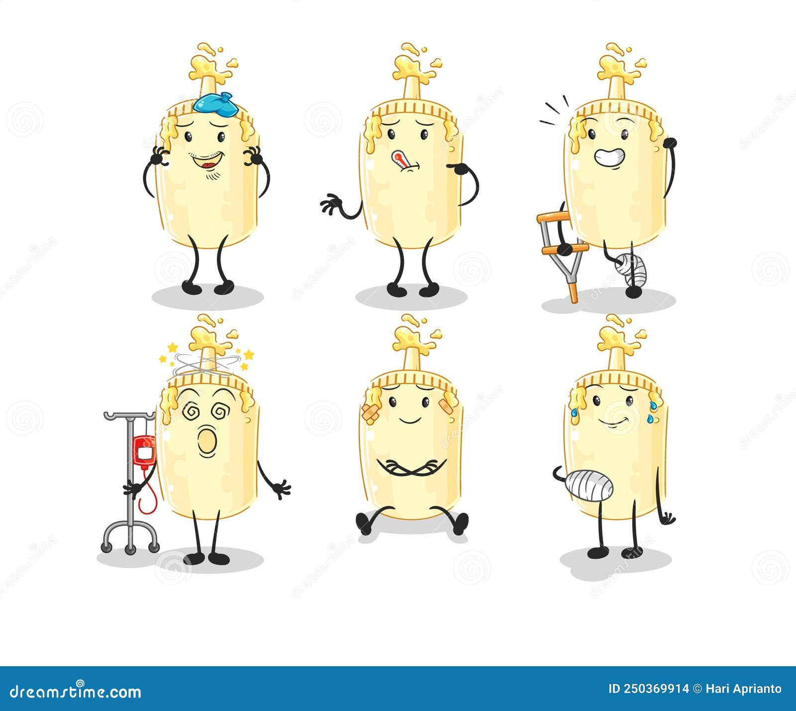 Mayonnaise Sick Group Character. Cartoon Mascot Vector Stock Vector