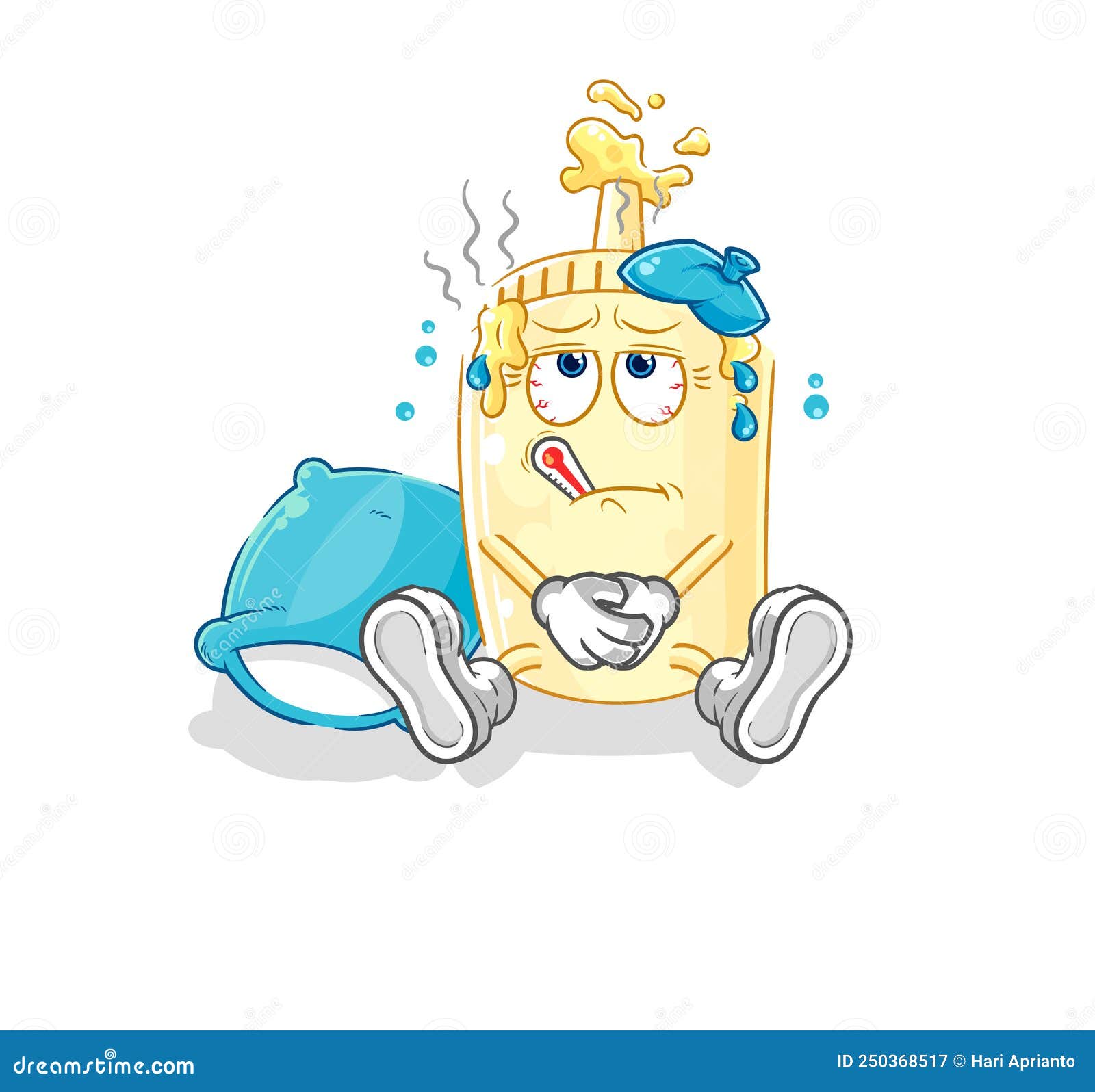 Mayonnaise Sick Vector. Cartoon Character Stock Vector Illustration