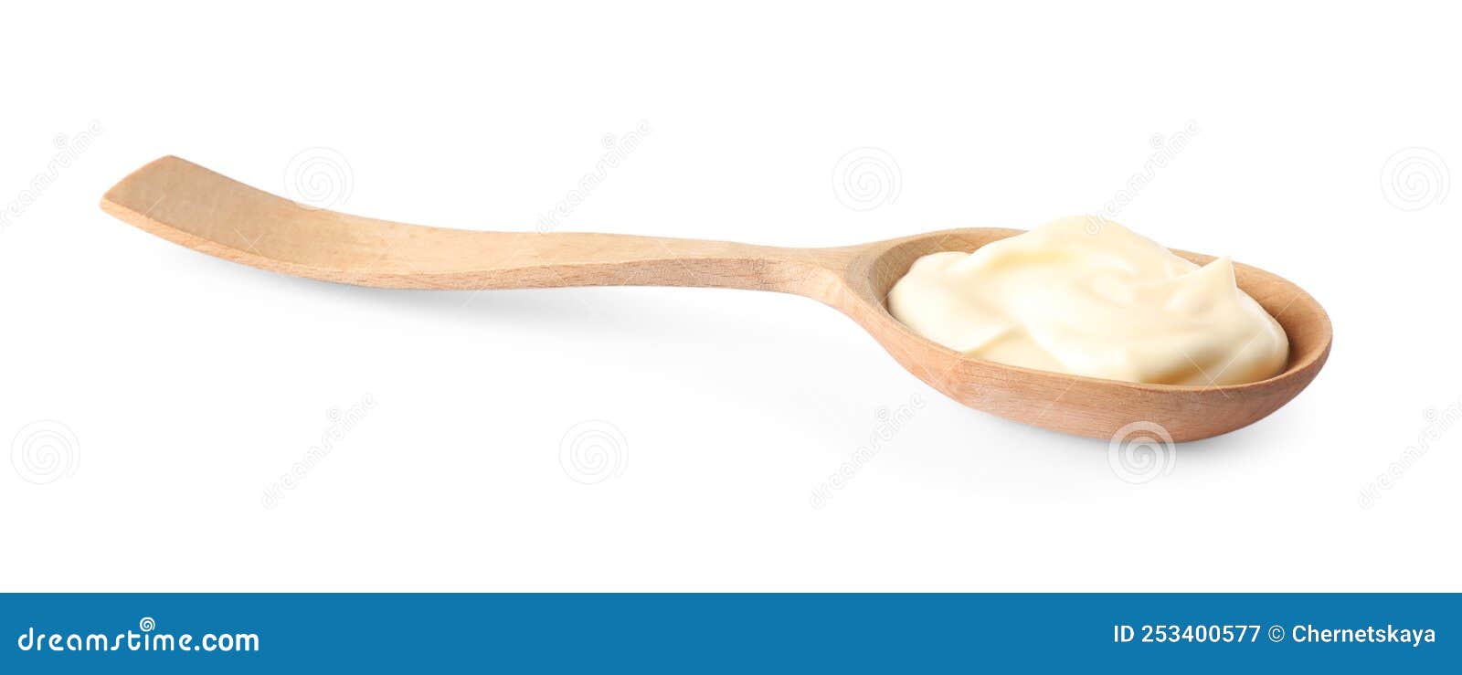 Mayonnaise in Wooden Spoon Isolated on White Stock Image Image of mayo, tasty 253400577