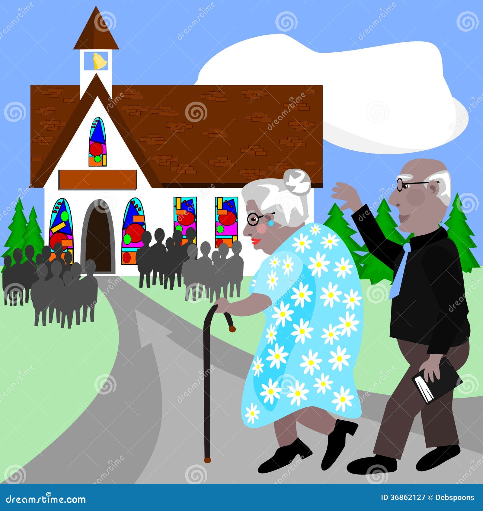 Mayores Que Van a La Iglesia Ilustración del Vector - Ilustración de  persona, iglesia: 36862127