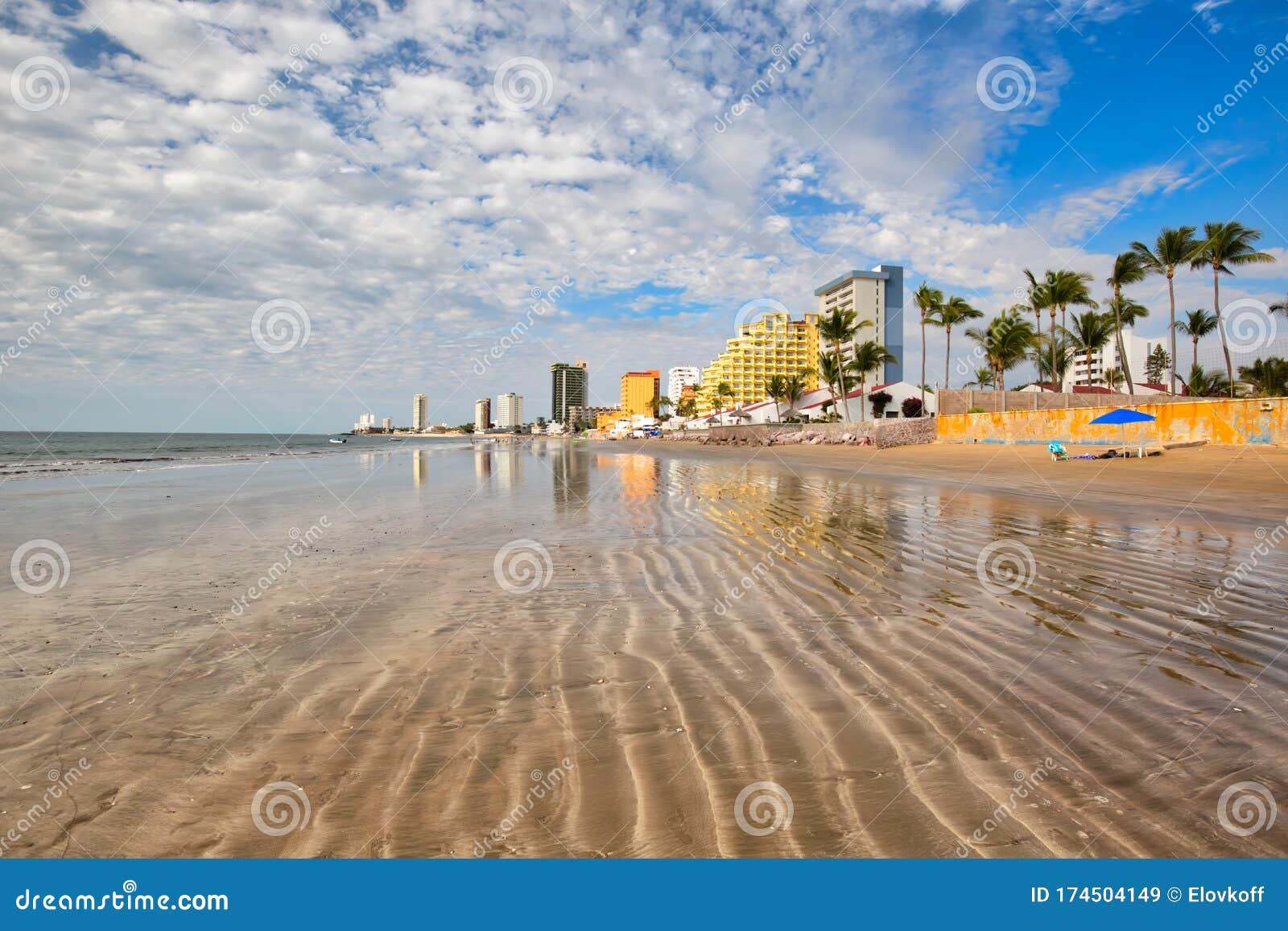 mazatlan golden zone zona dorada, famous touristic beach and resort zone in mexico