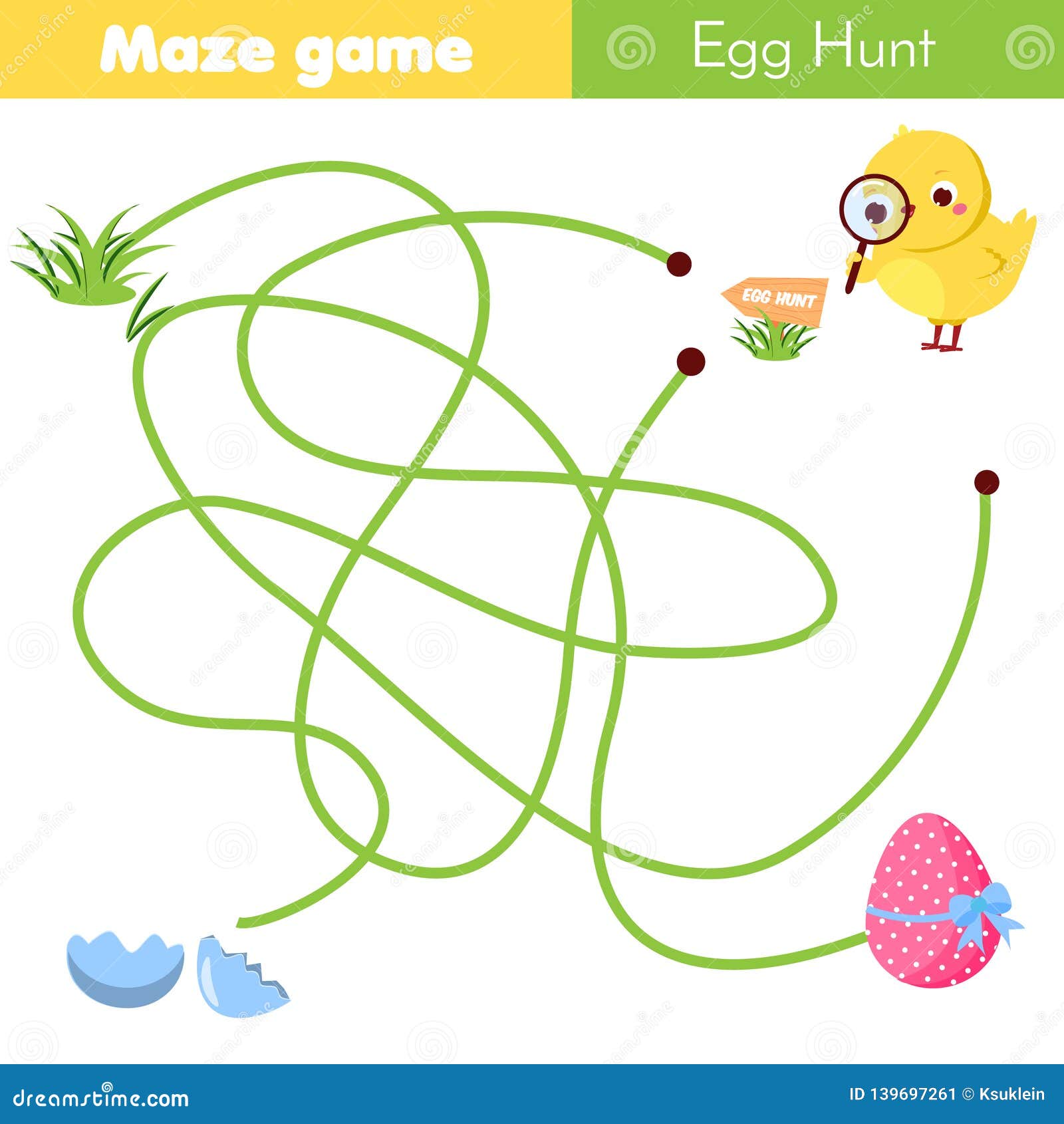 Maze Game For Children Easter Egg Hunt Activity Help Chicken Find Way To Egg Stock Vector Illustration Of Hunt Preschool