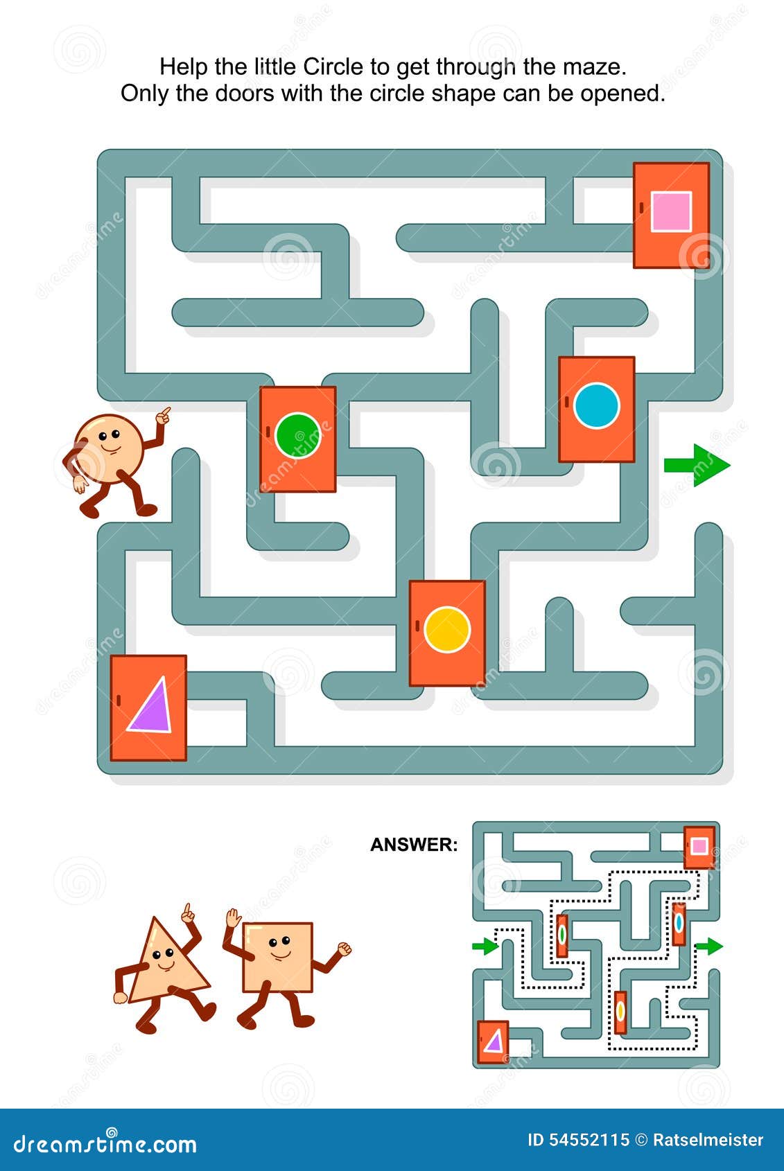 Maze Game With Circle And Marked Doors Stock Vector Image 54552115