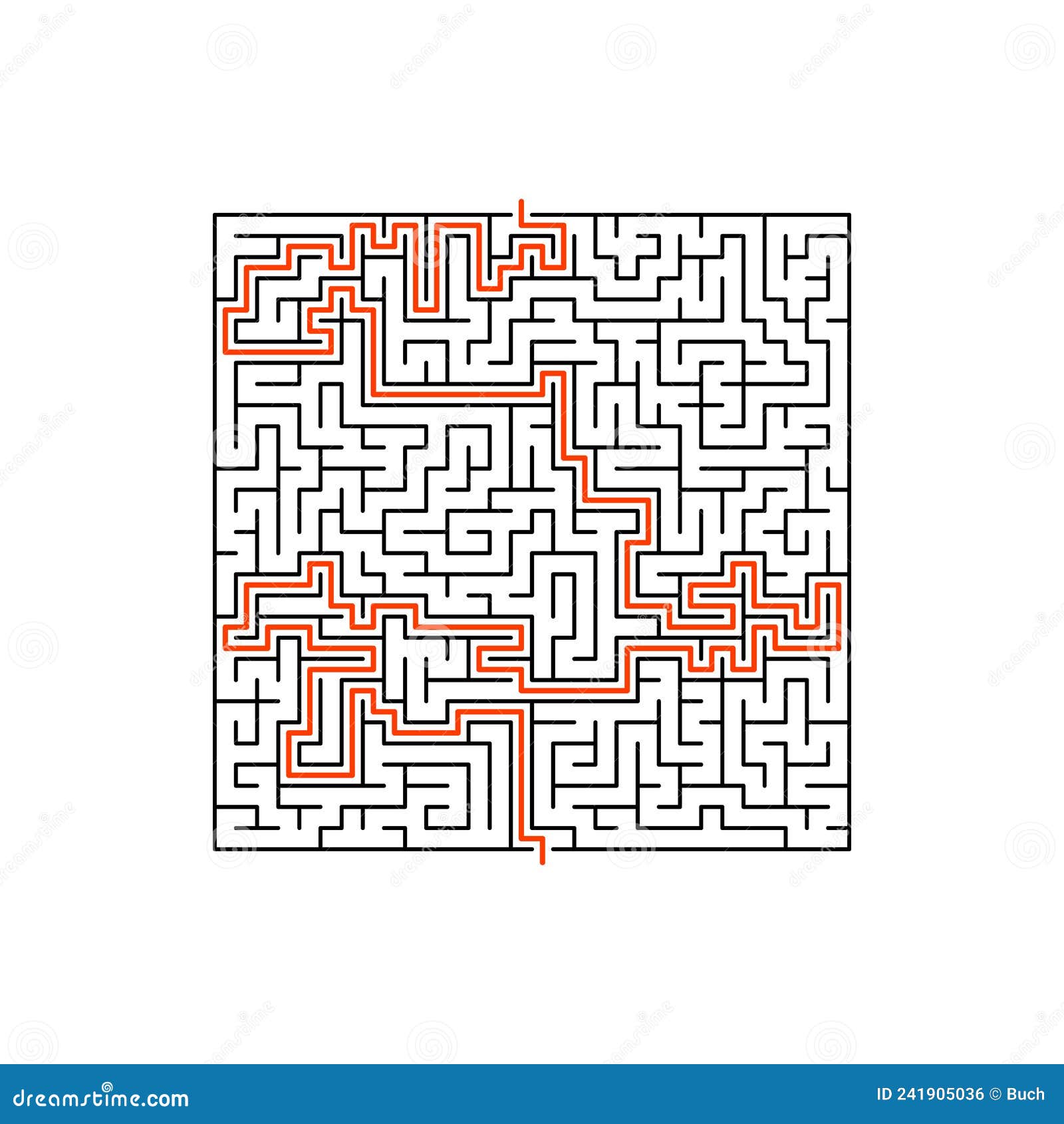 Maze Game Labyrinth Square Shape, Clue or Key Exit Stock Vector