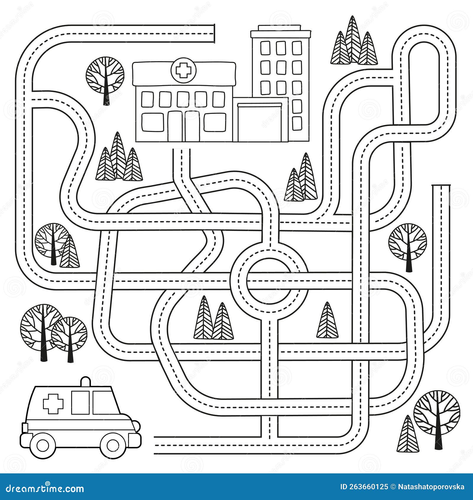 Maze Game with Vehicles and Tangled Road. Help the Ambulance Car To ...