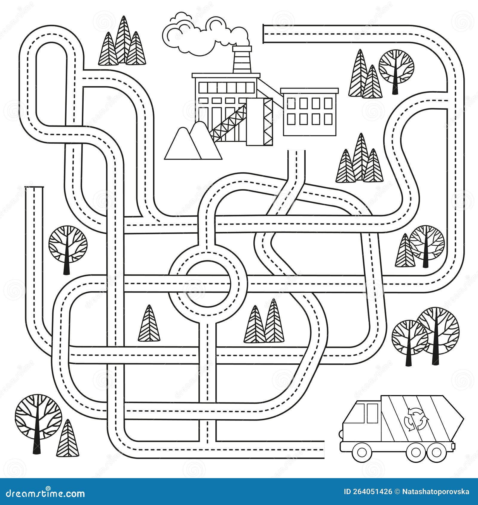 Maze Game with Vehicles and Tangled Road. Help the Garbage Truck To ...