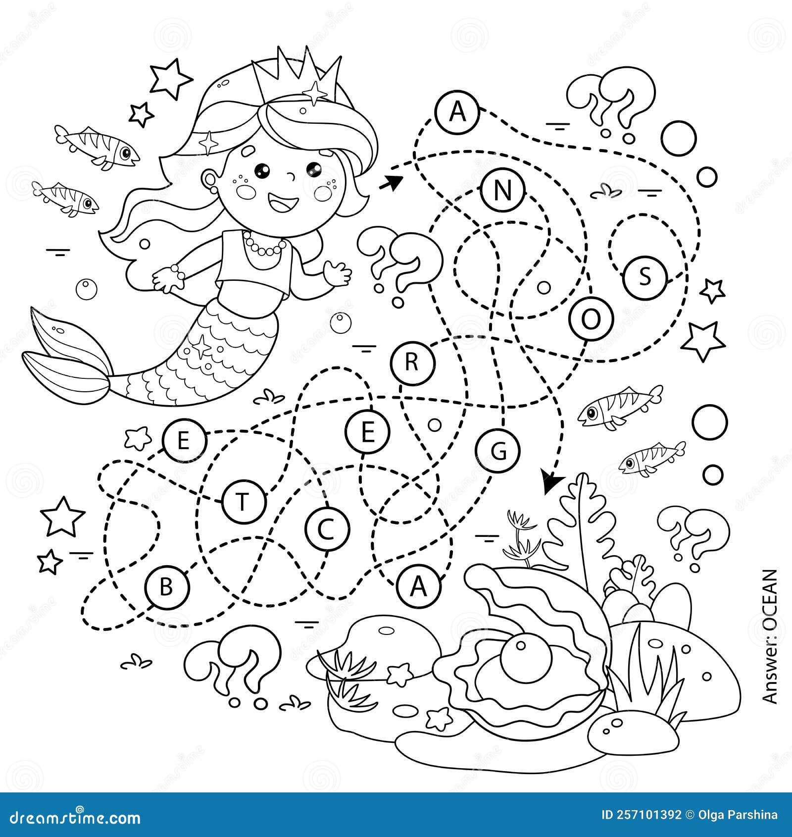 Mermaid Coloring Book for Kids: Activity Book Fun with Mazes, Word Search,  Tic Tac Toe, Dot to Dot, Coloring Pages & Scissor Skills -- 100 Magical