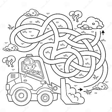 Maze or Labyrinth Game. Puzzle. Tangled Road. Coloring Page Outline of ...