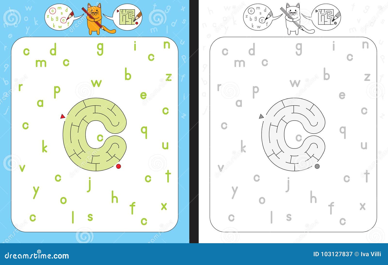 maze letter c stock vector illustration of alphabet 103127837