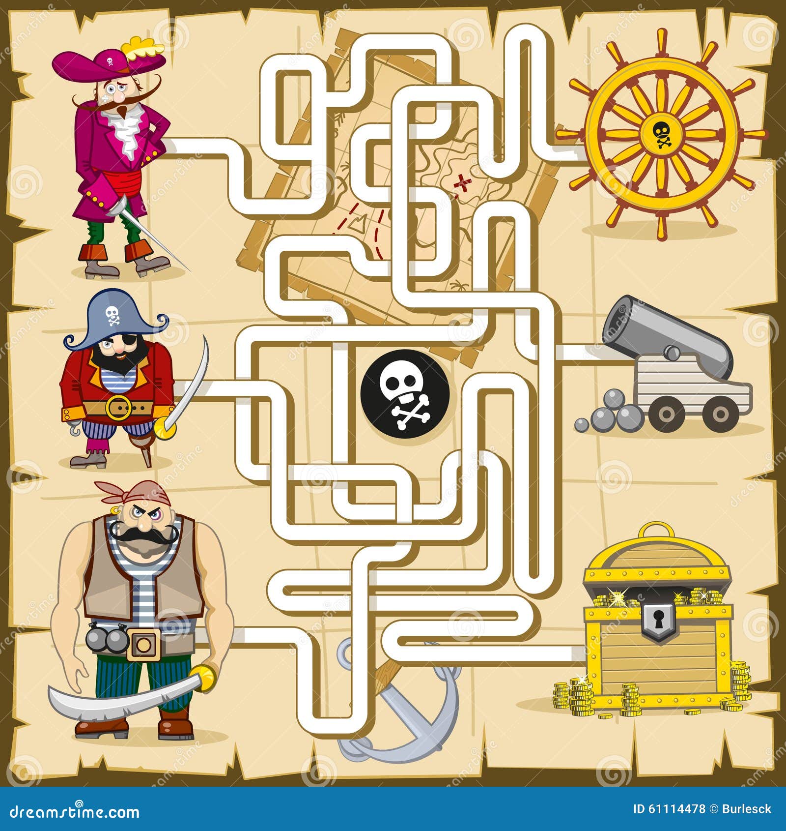 maze with pirates vector game for kids stock vector illustration of