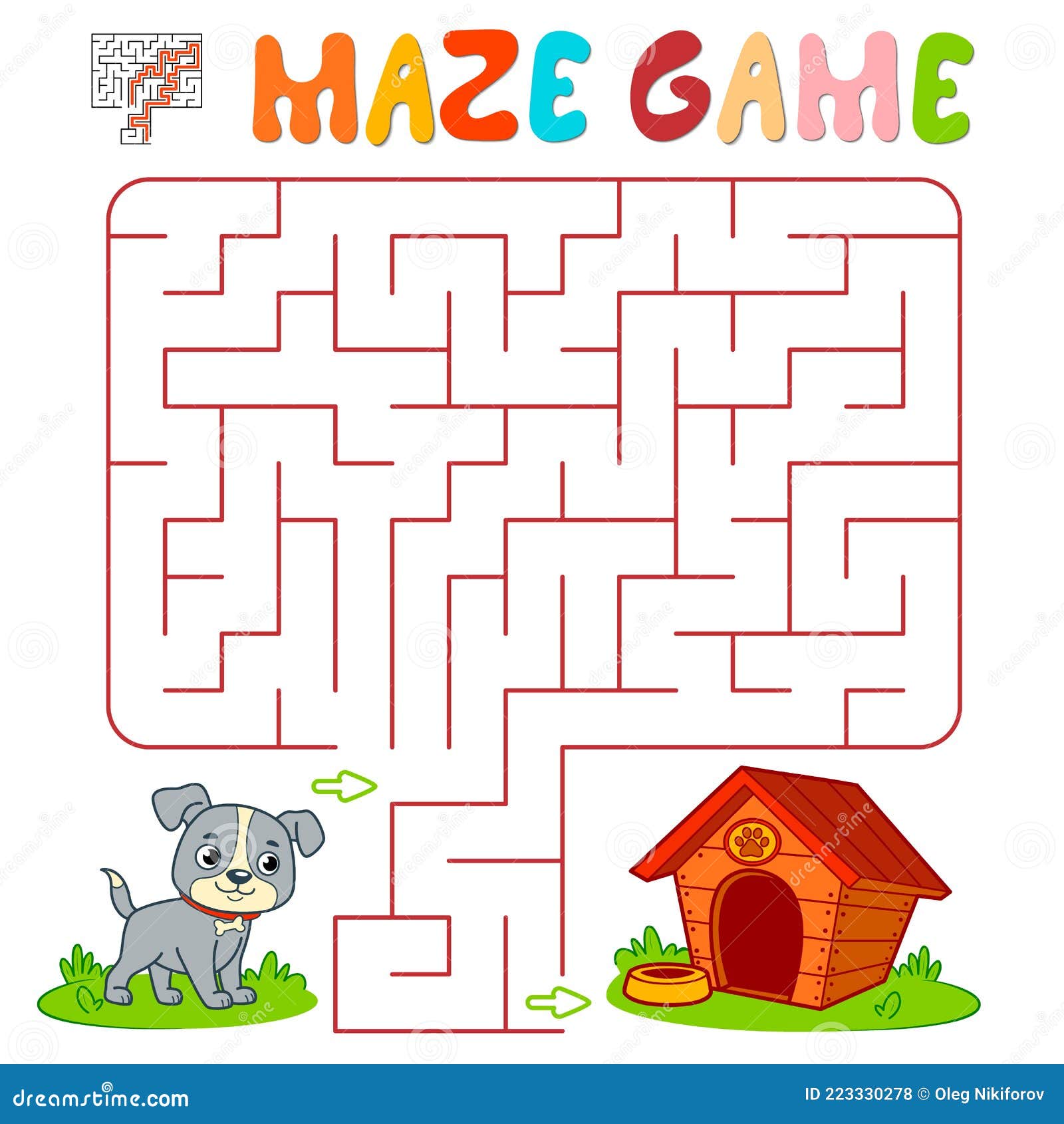 Maze Game: Help the dog get home, Stock vector
