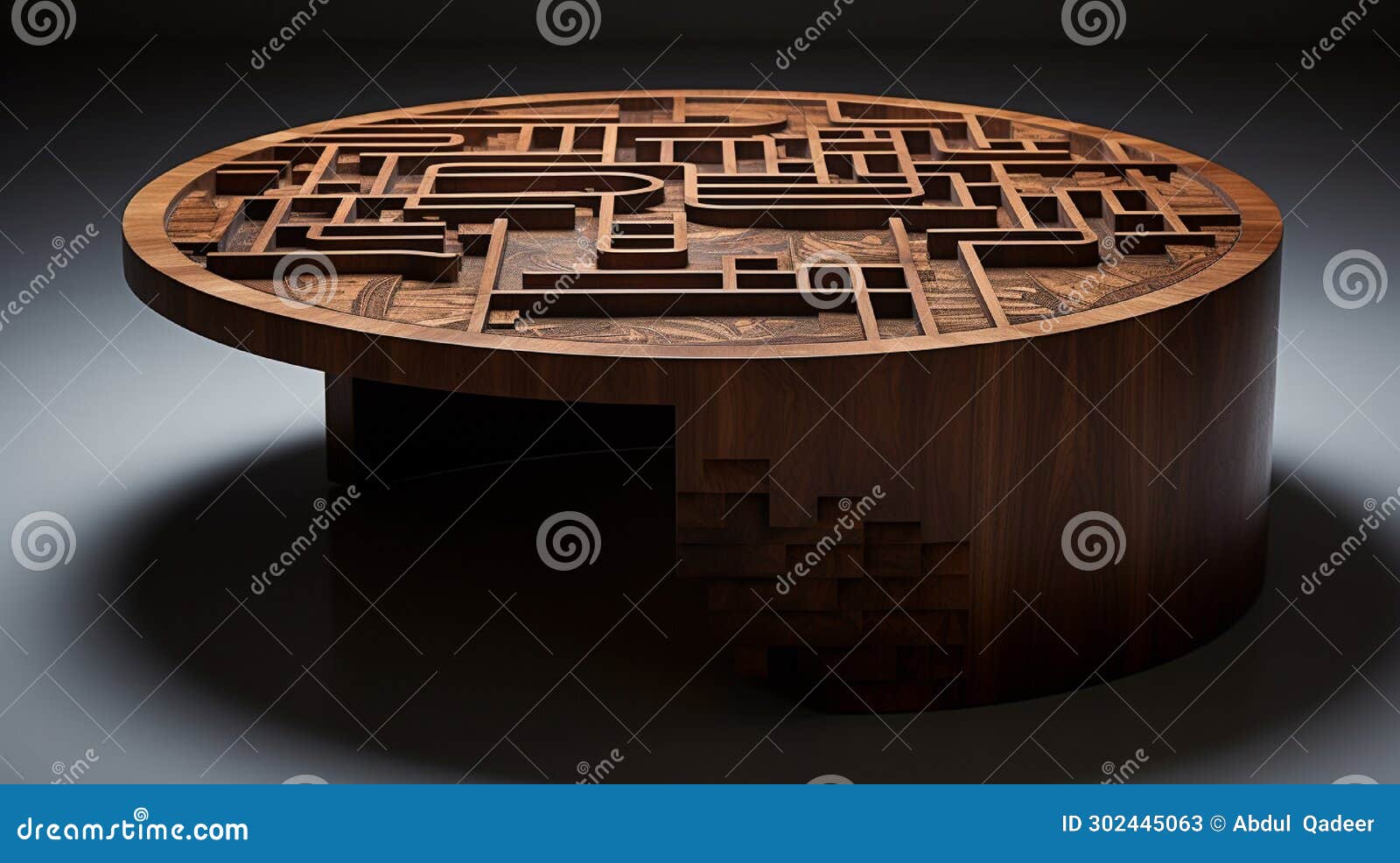 a maze-d coffee table with its pathways marked in various business and economic terms