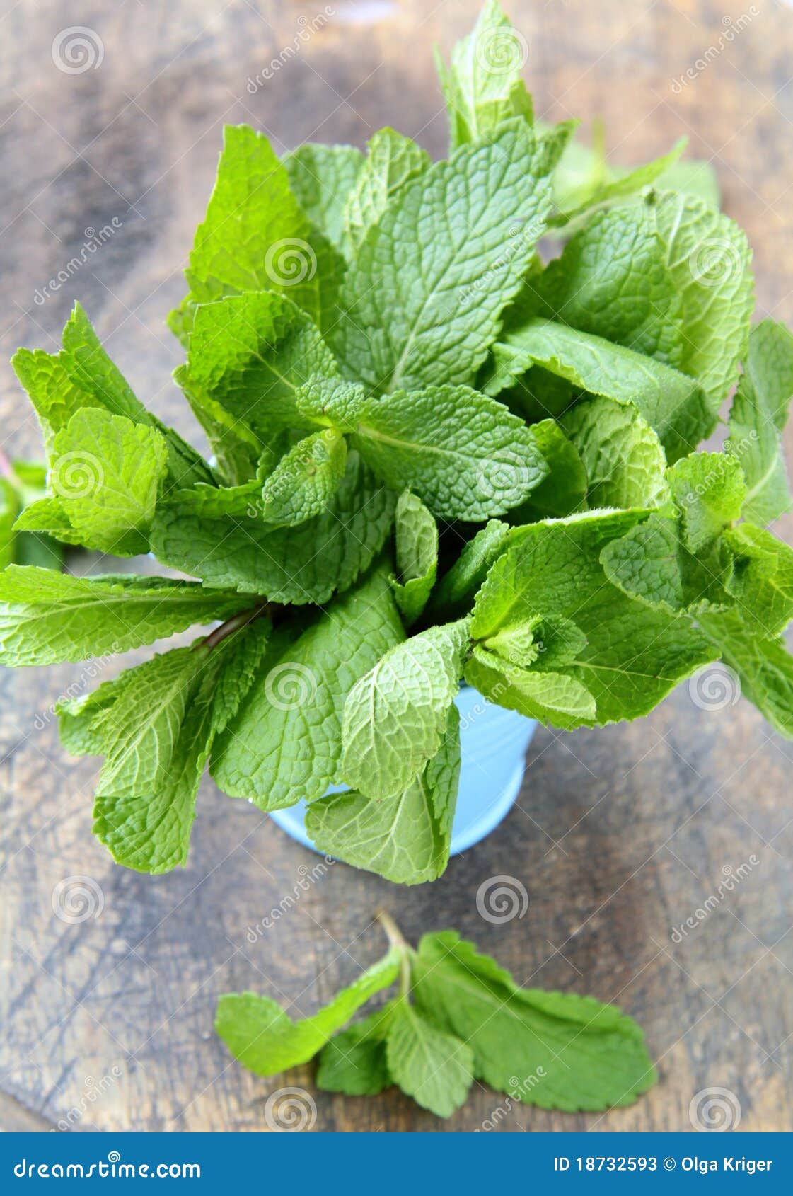 Mazzo di menta verde fresca sulla scheda di taglio di legno