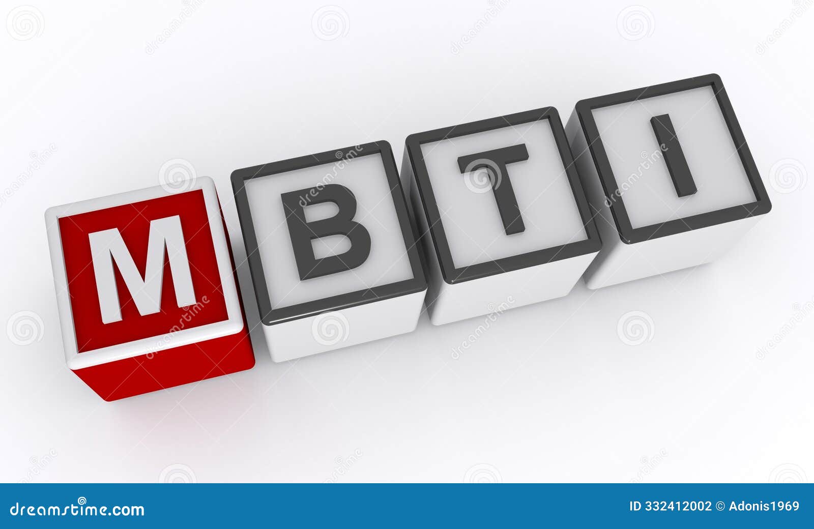 mbti myers briggs type indicator word block on white