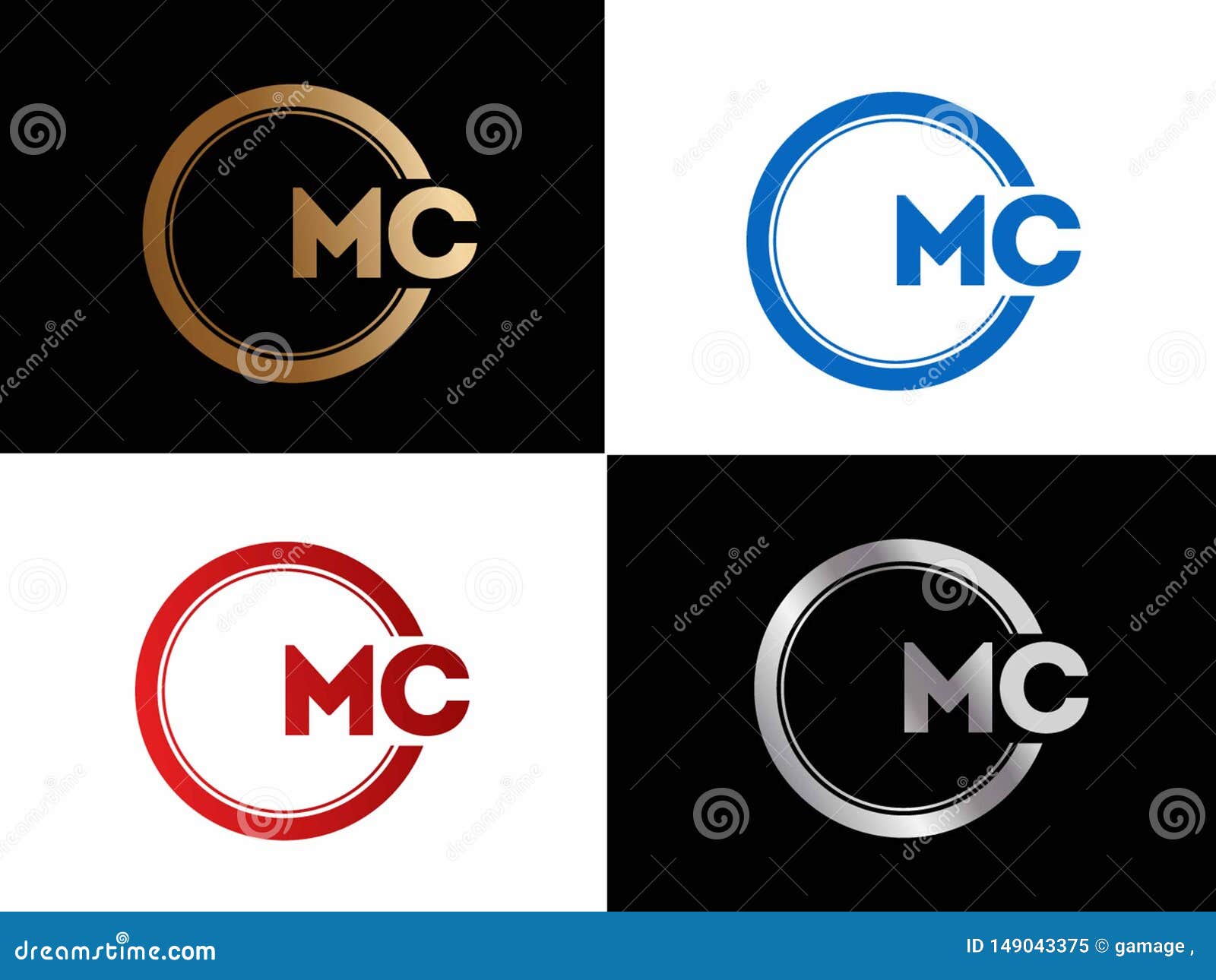 MC Initial Circle Shape Gold Color Later Logo Design Stock Vector ...