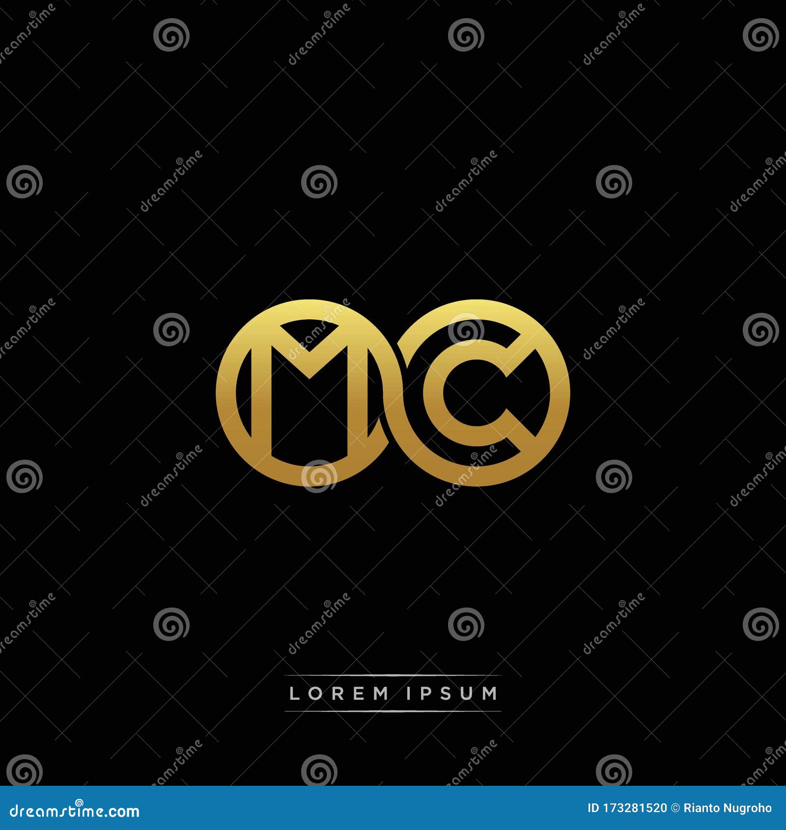 Mm initial logo linked circle monogram Royalty Free Vector