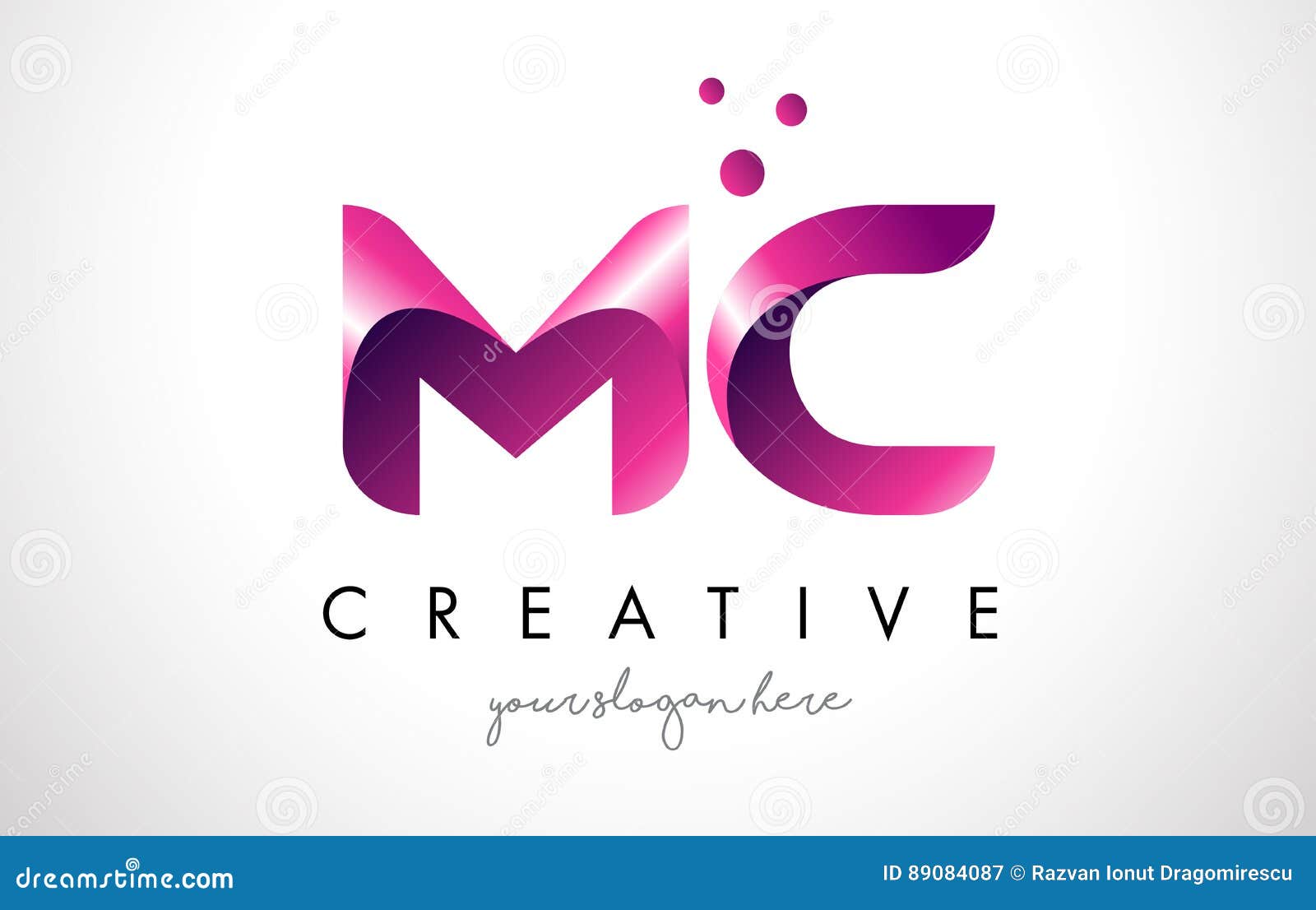 MC Letter Logo Design with Purple Colors and Dots Stock Vector ...