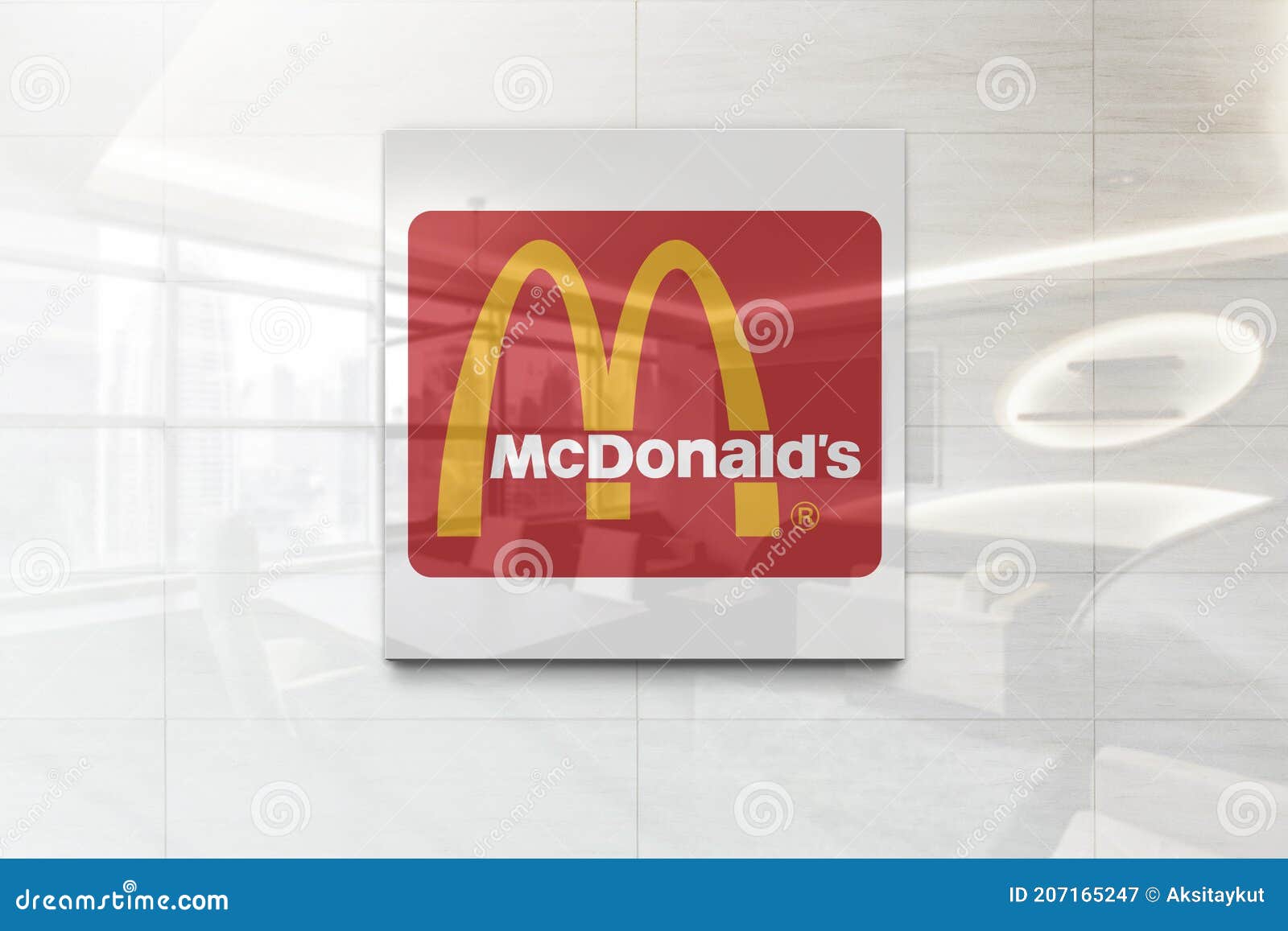 Mcdonald S on Glossy Office Wall Realistic Texture Editorial