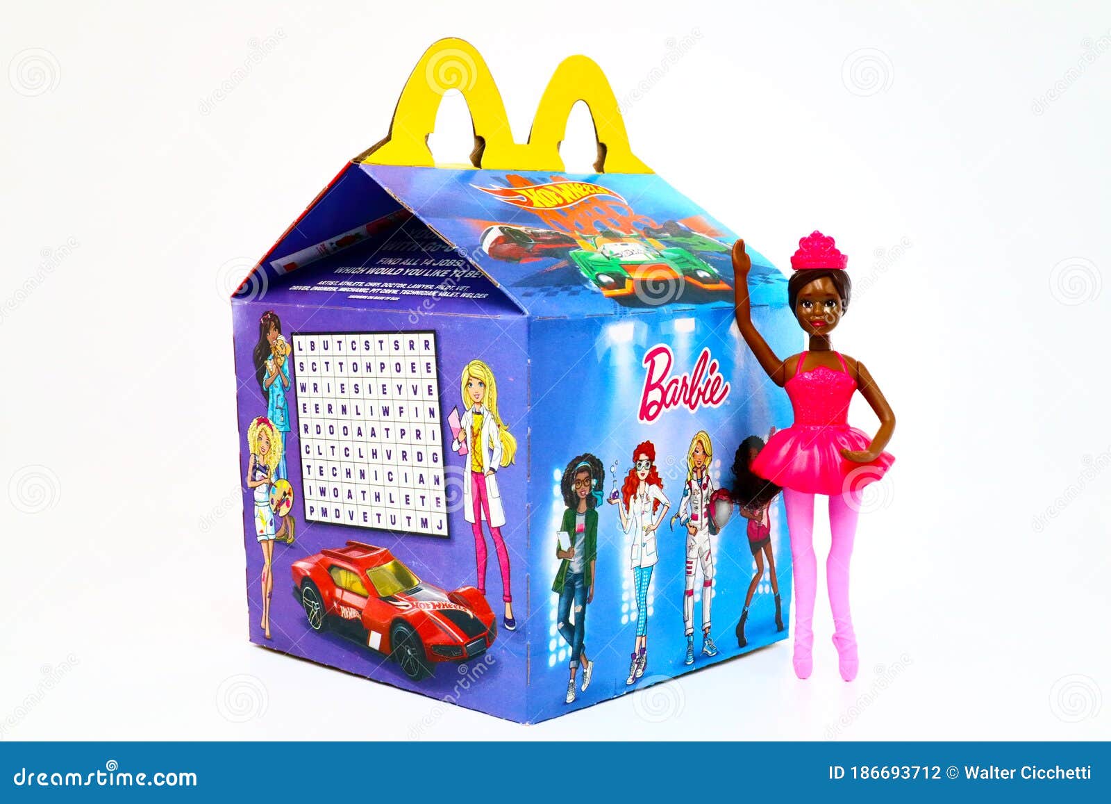 heroïsch Rechtzetten sympathie Mcdonalds Happy Meal Karton Box Met Mattel Barbie Pop Redactionele  Fotografie - Image of auto, heet: 186693712