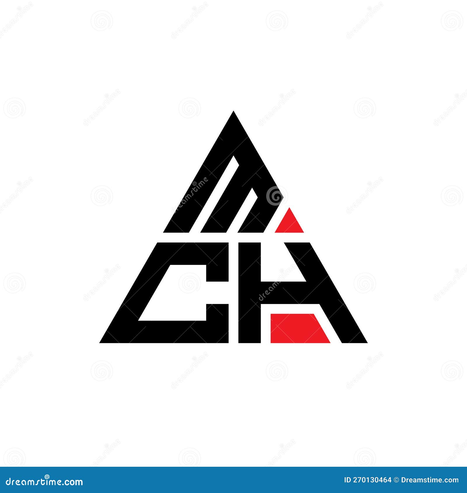 mch triangle letter logo  with triangle . mch triangle logo  monogram. mch triangle  logo template with red