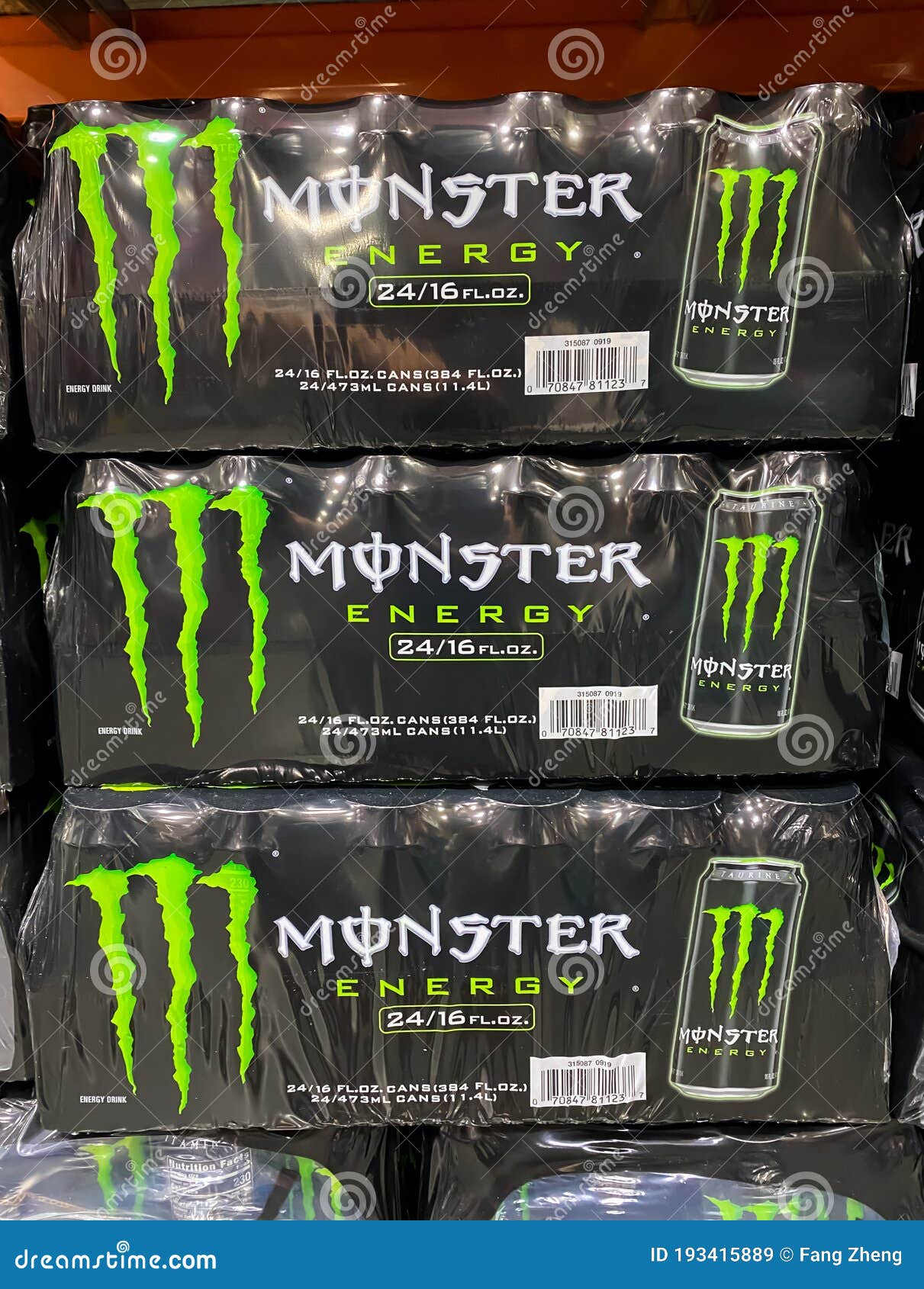 Cases of Monster Energy Drink with 24 Pack Editorial Stock Image