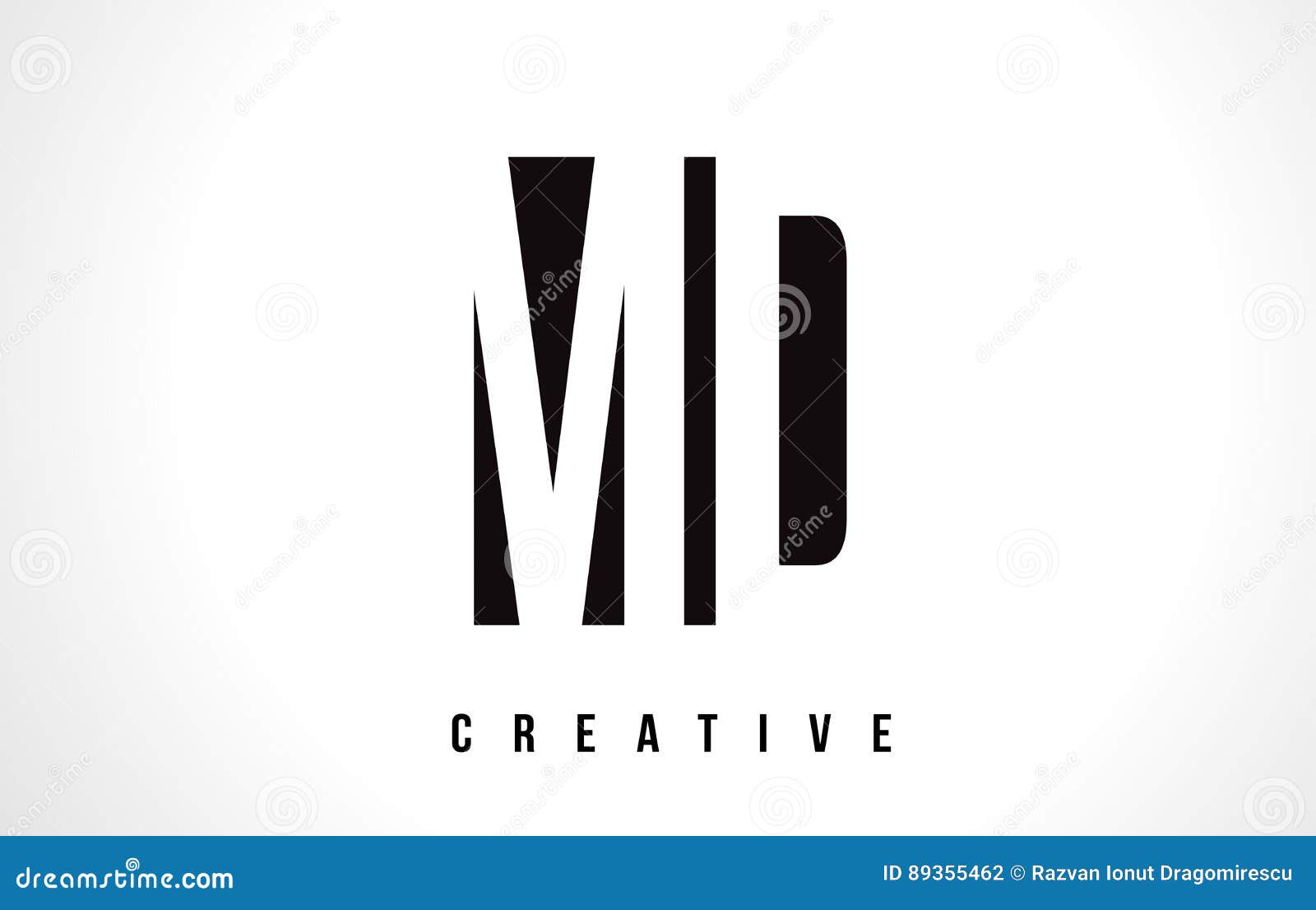 MD M D White Letter Logo Design with Black Square. Stock Vector Illustration of letter