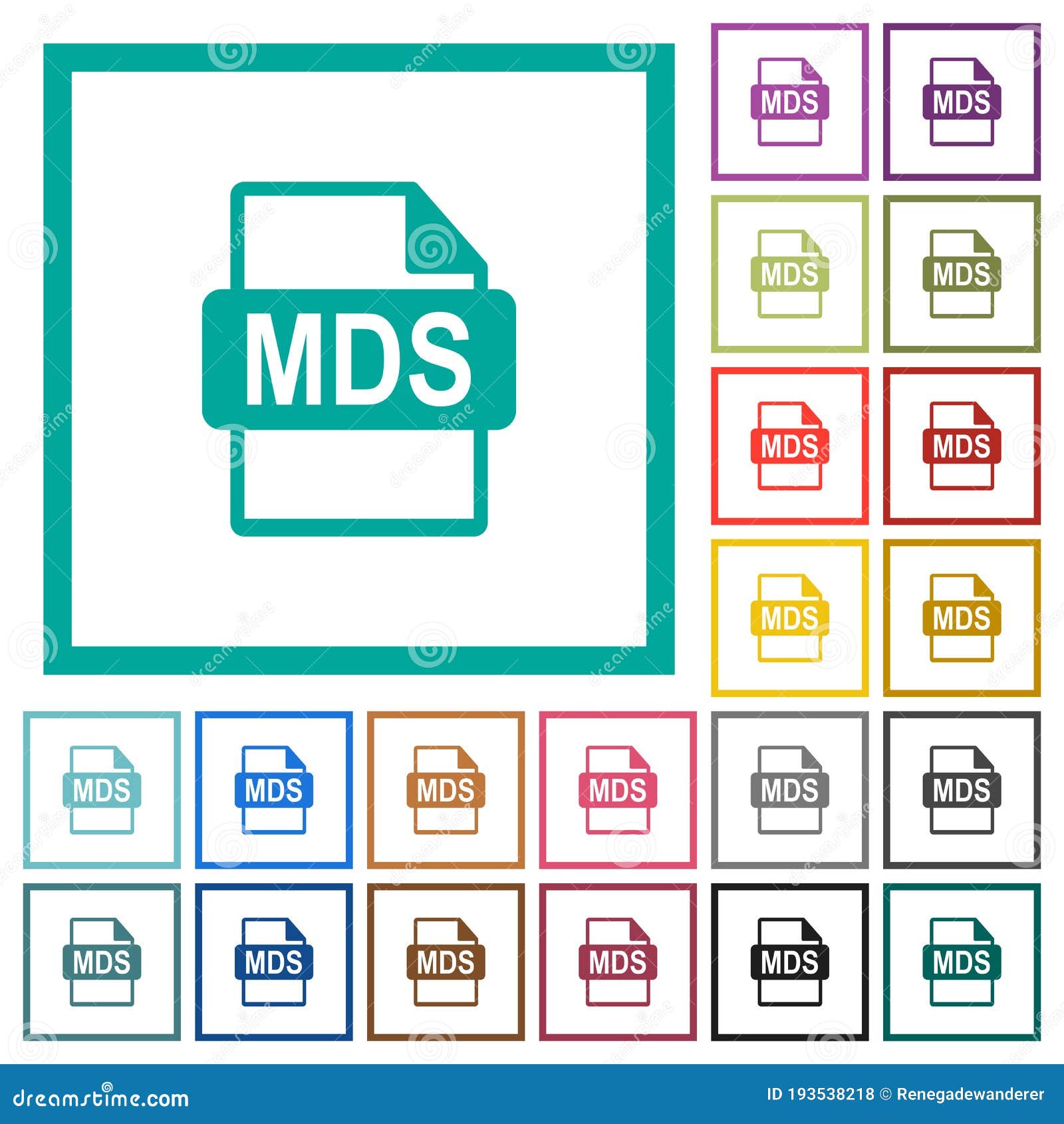 mds file format flat color icons with quadrant frames