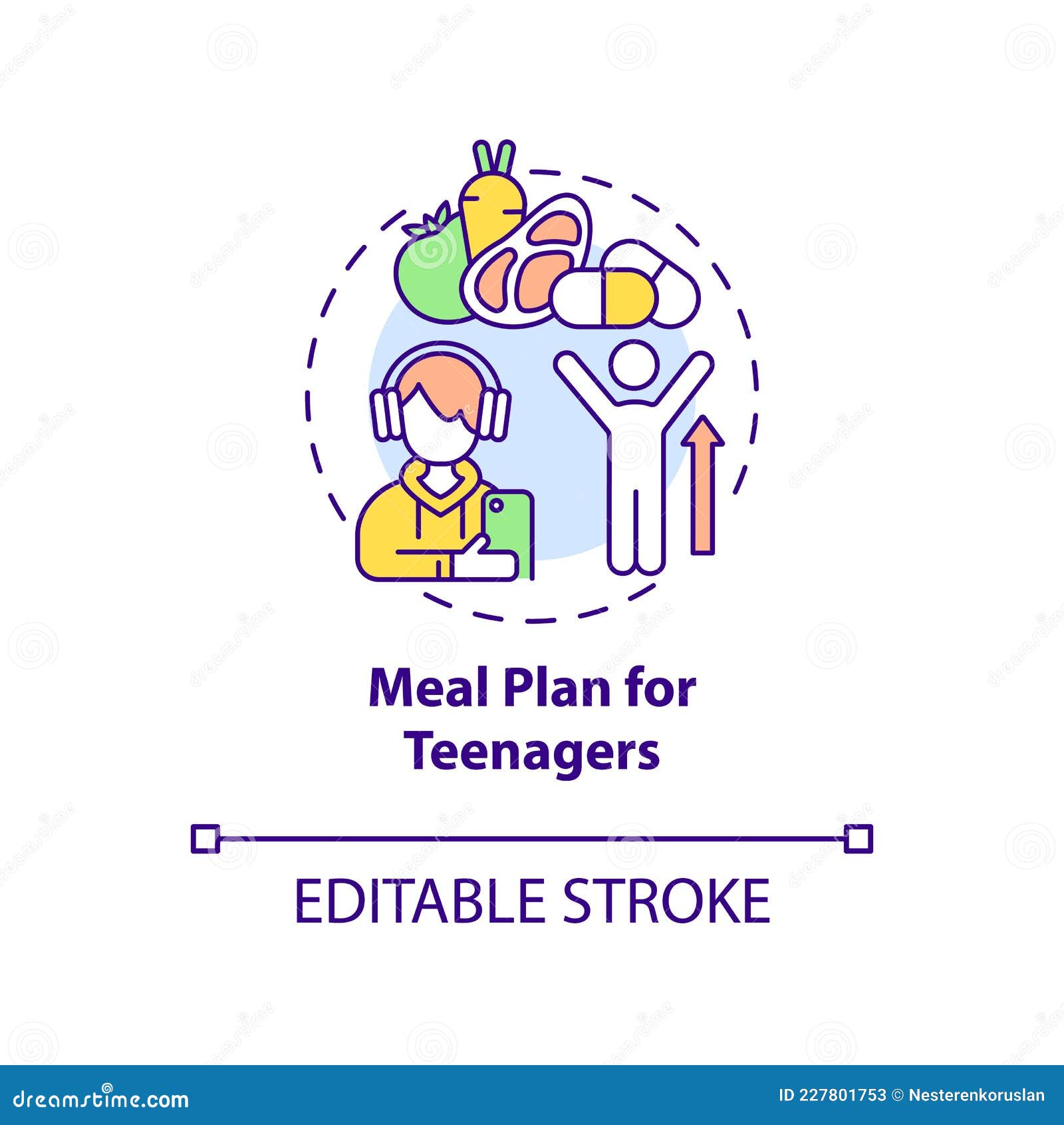Meal Plan for Teenagers Concept Icon Stock Vector - Illustration of