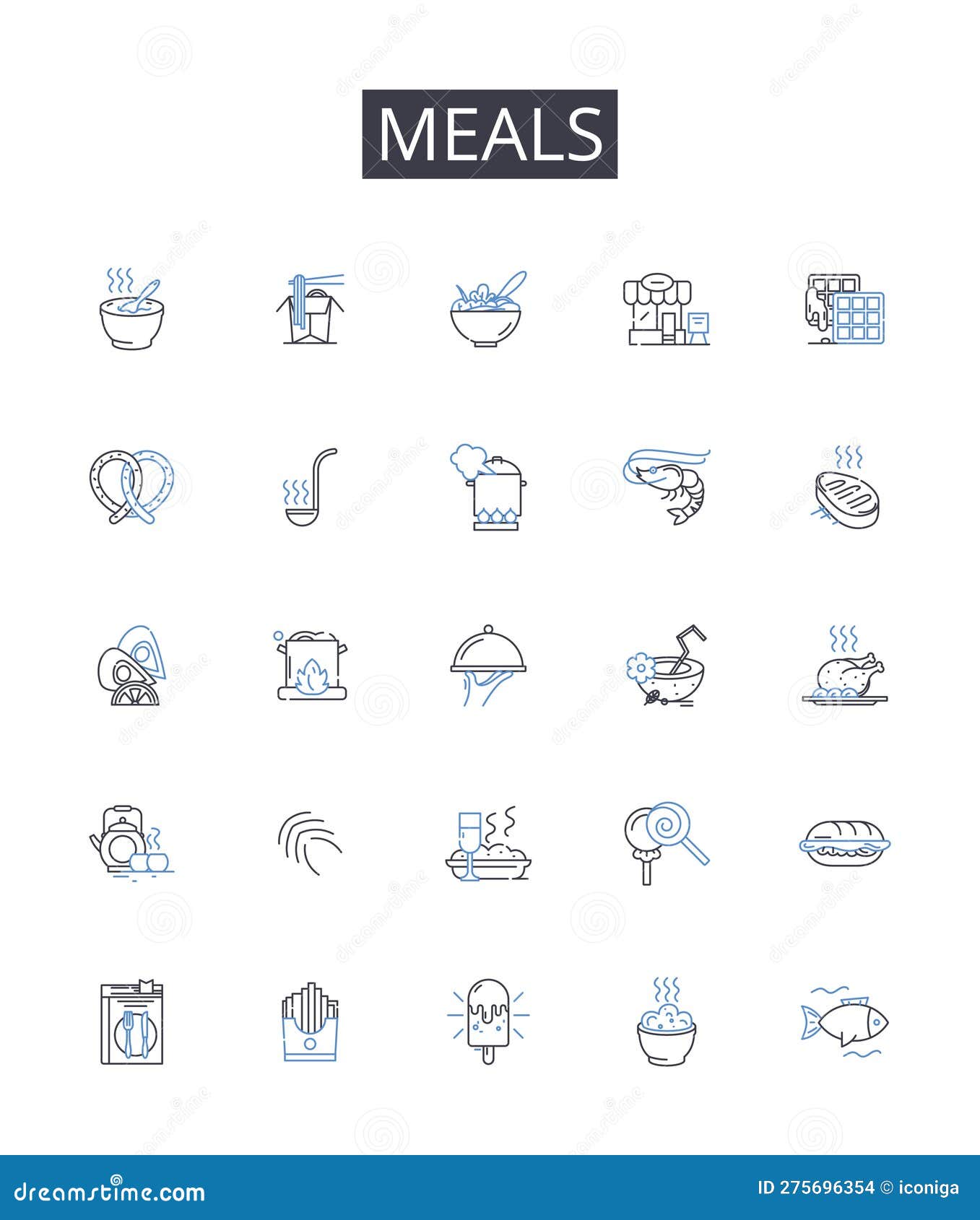 meals line icons collection. foodstuffs, grub, comestibles, cuisine, fare, victuals, provisions  and linear