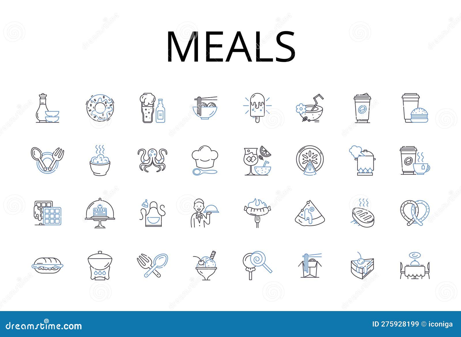 meals line icons collection. foodstuffs, grub, comestibles, cuisine, fare, victuals, provisions  and linear