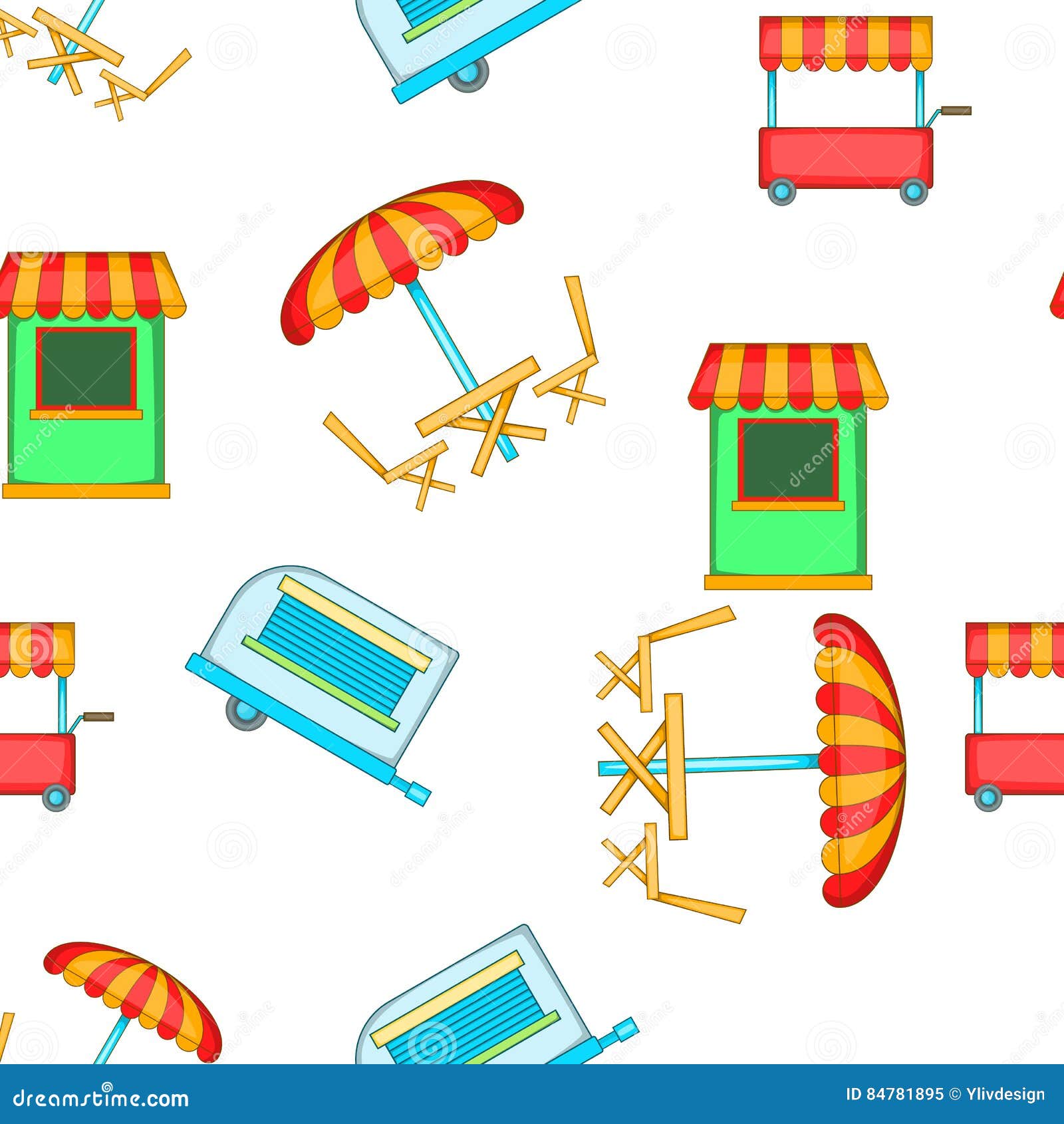 Meals on Wheels Pattern, Cartoon Style Stock Vector Illustration of