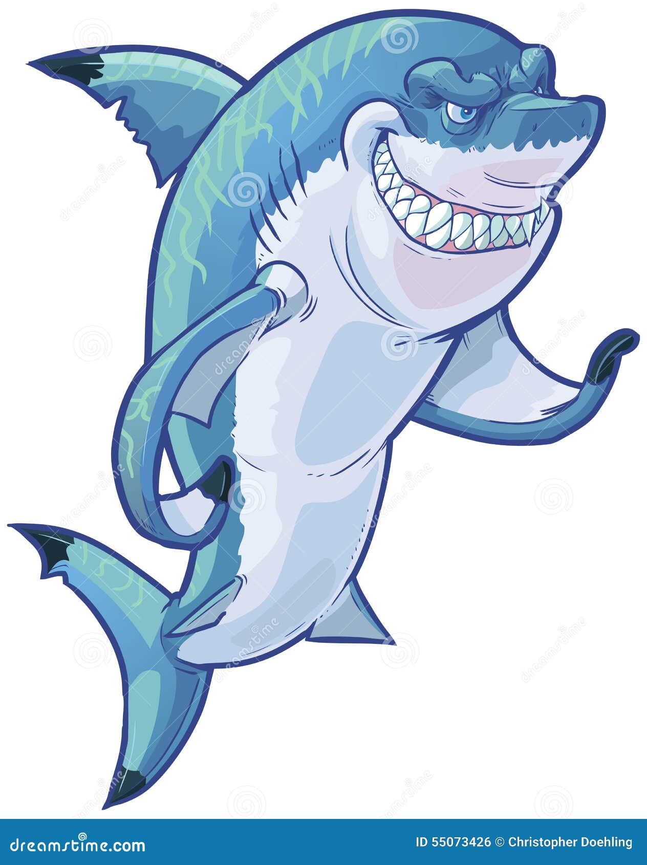 mean gesturing shark mascot  cartoon clip art 