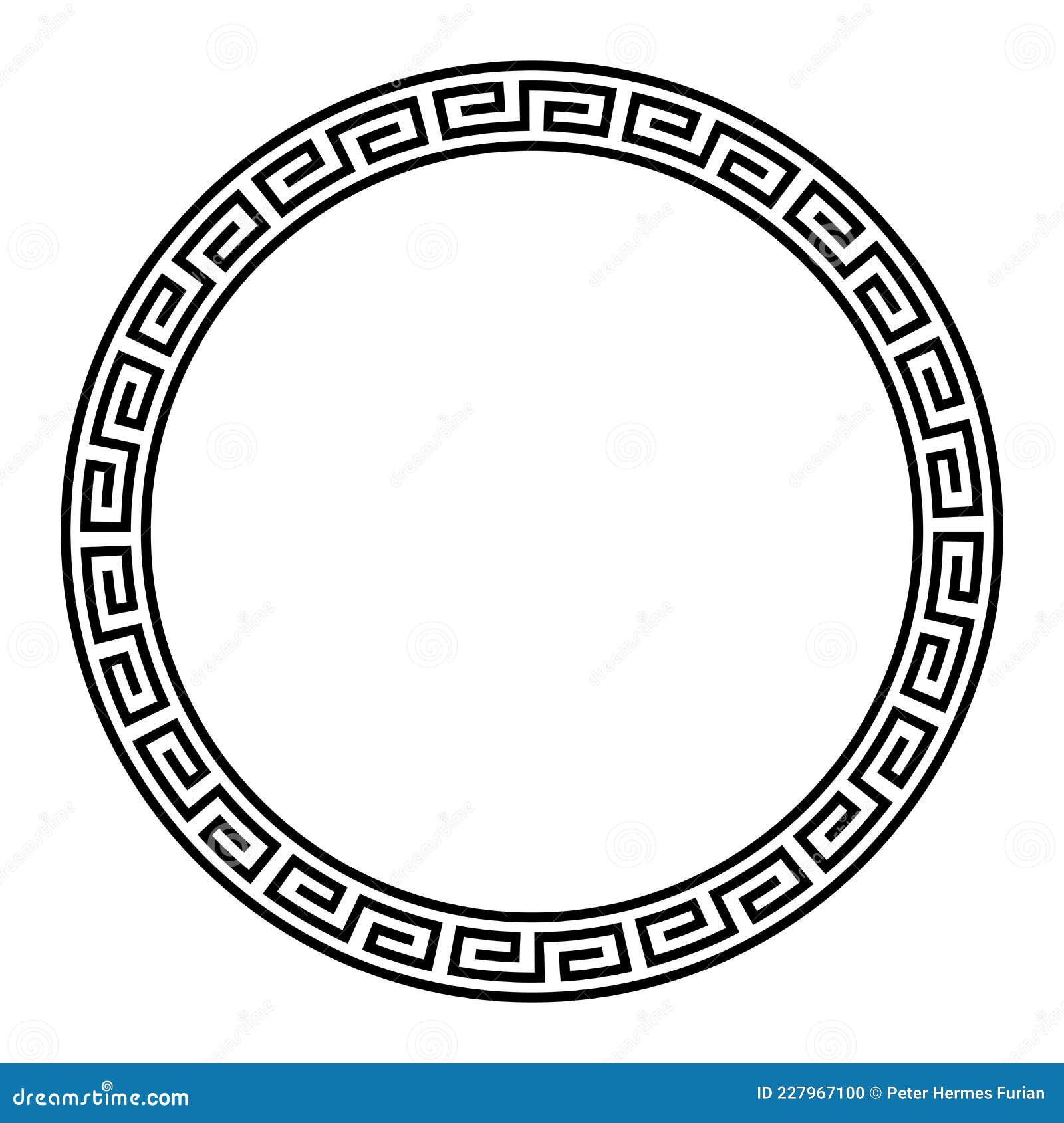 Round frame with a meander Royalty Free Vector Image