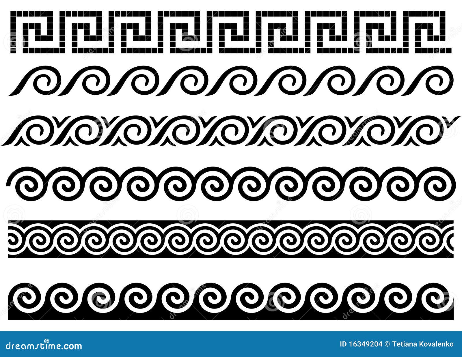meander and wave. ancient greek ornament.