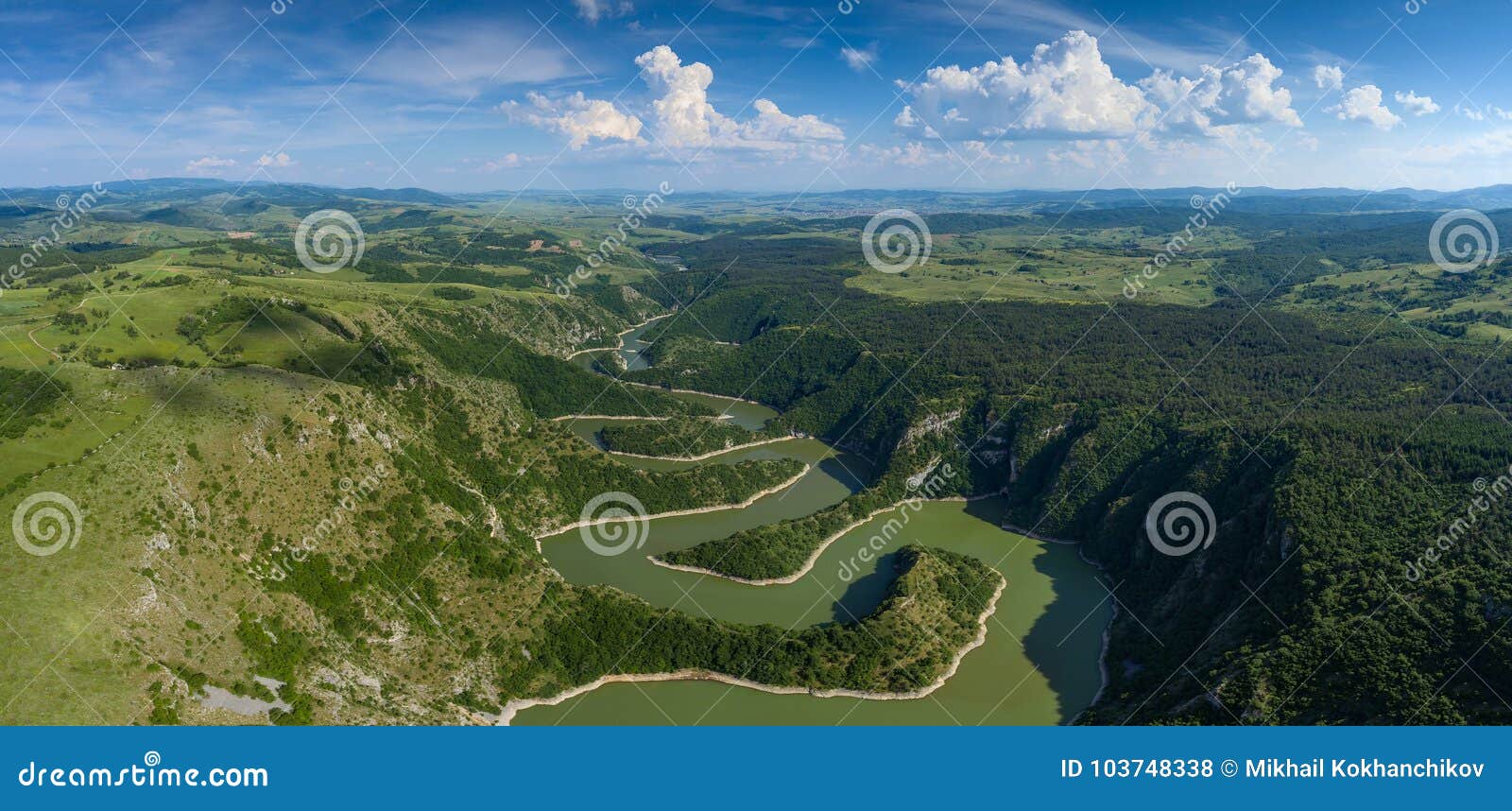 meanders at rocky river uvac river in serbia
