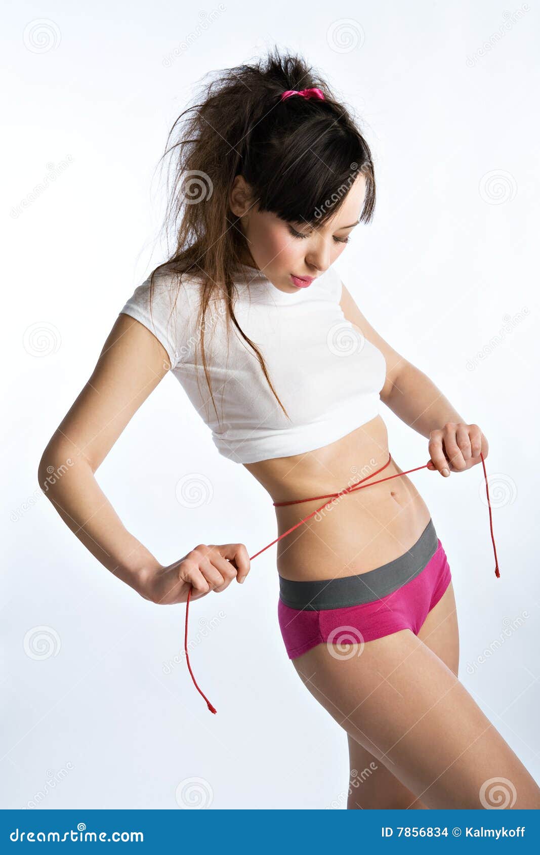 Young Girl Bras Measures Belly Tape Stock Photo by ©sasun