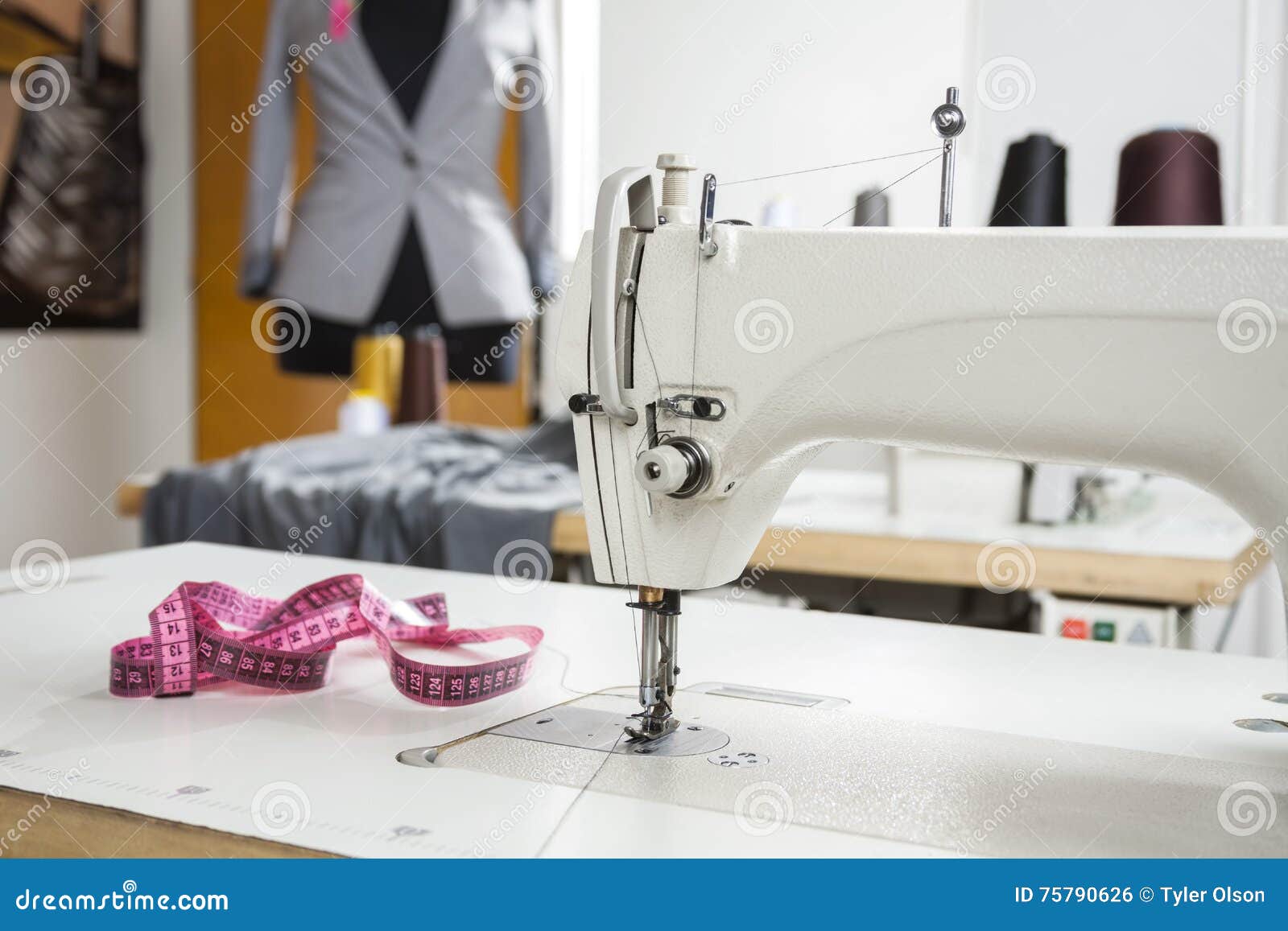 Measure Tape by Sewing Machine in Factory Stock Photo Image of fabric