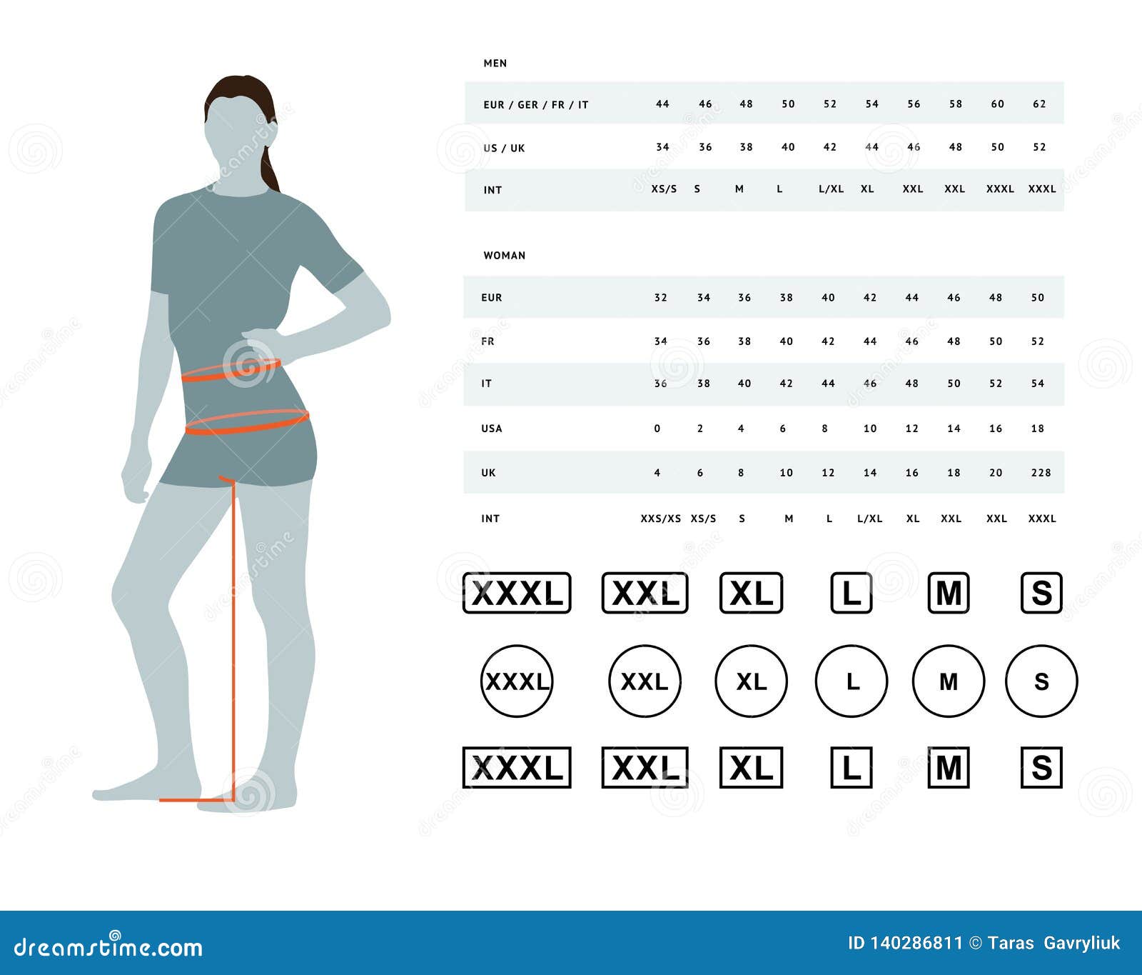 Download Size chart for women stock vector. Illustration of body ...