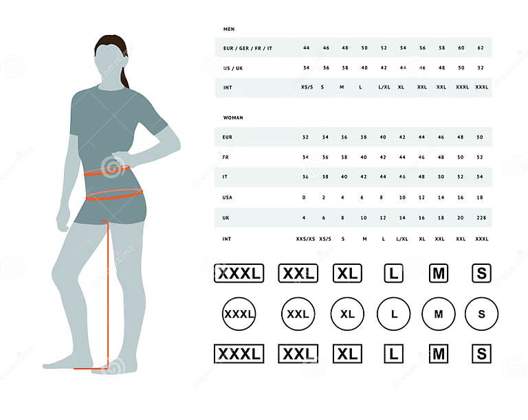 Size chart for women stock vector. Illustration of proportion - 140286811