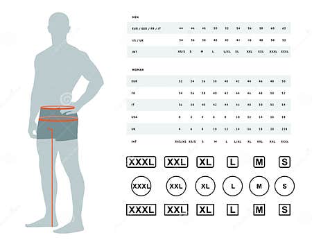 Size chart for men stock vector. Illustration of descriptive - 137749914