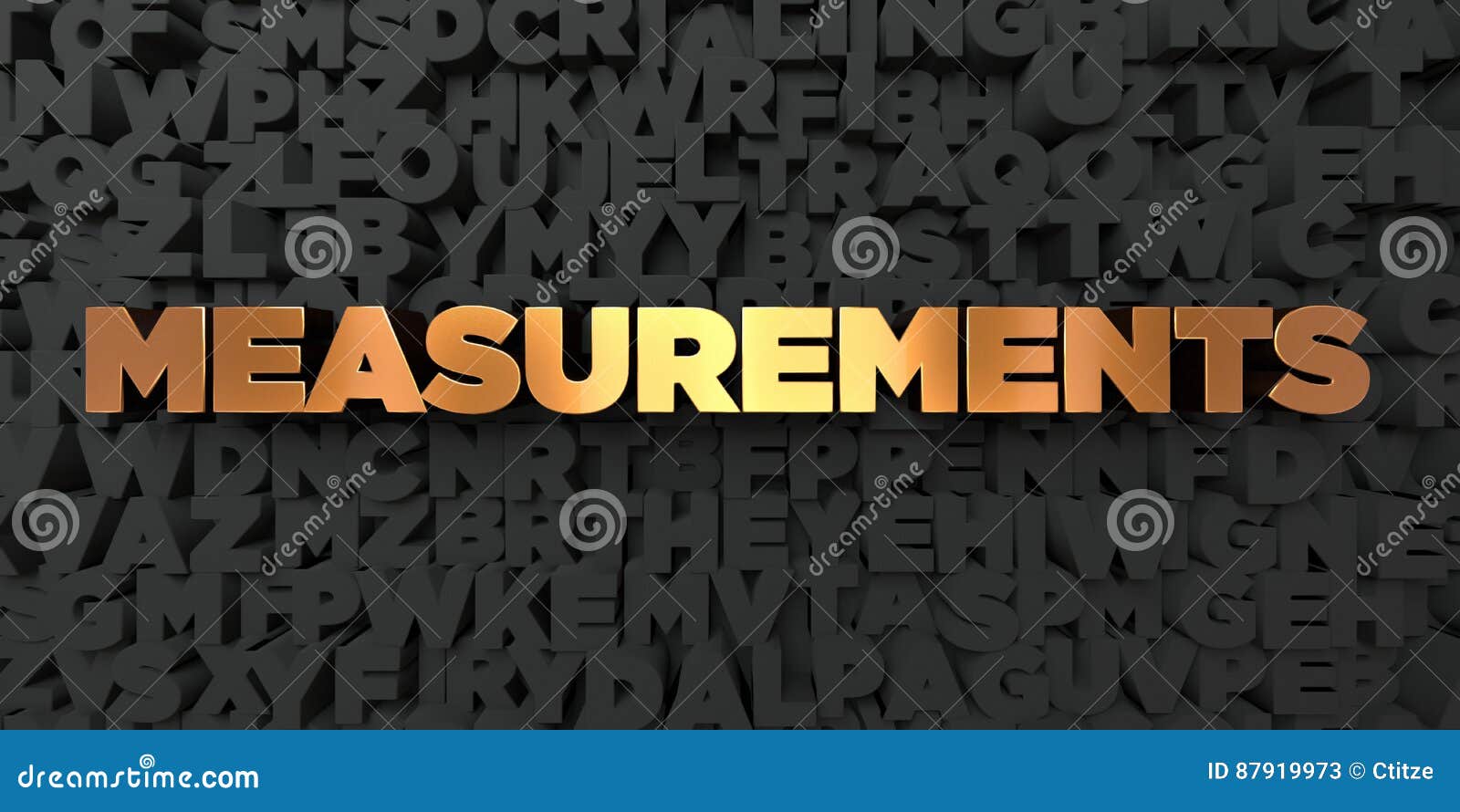 Measurements - Gold Text on Black Background - 3D Rendered Royalty Free ...
