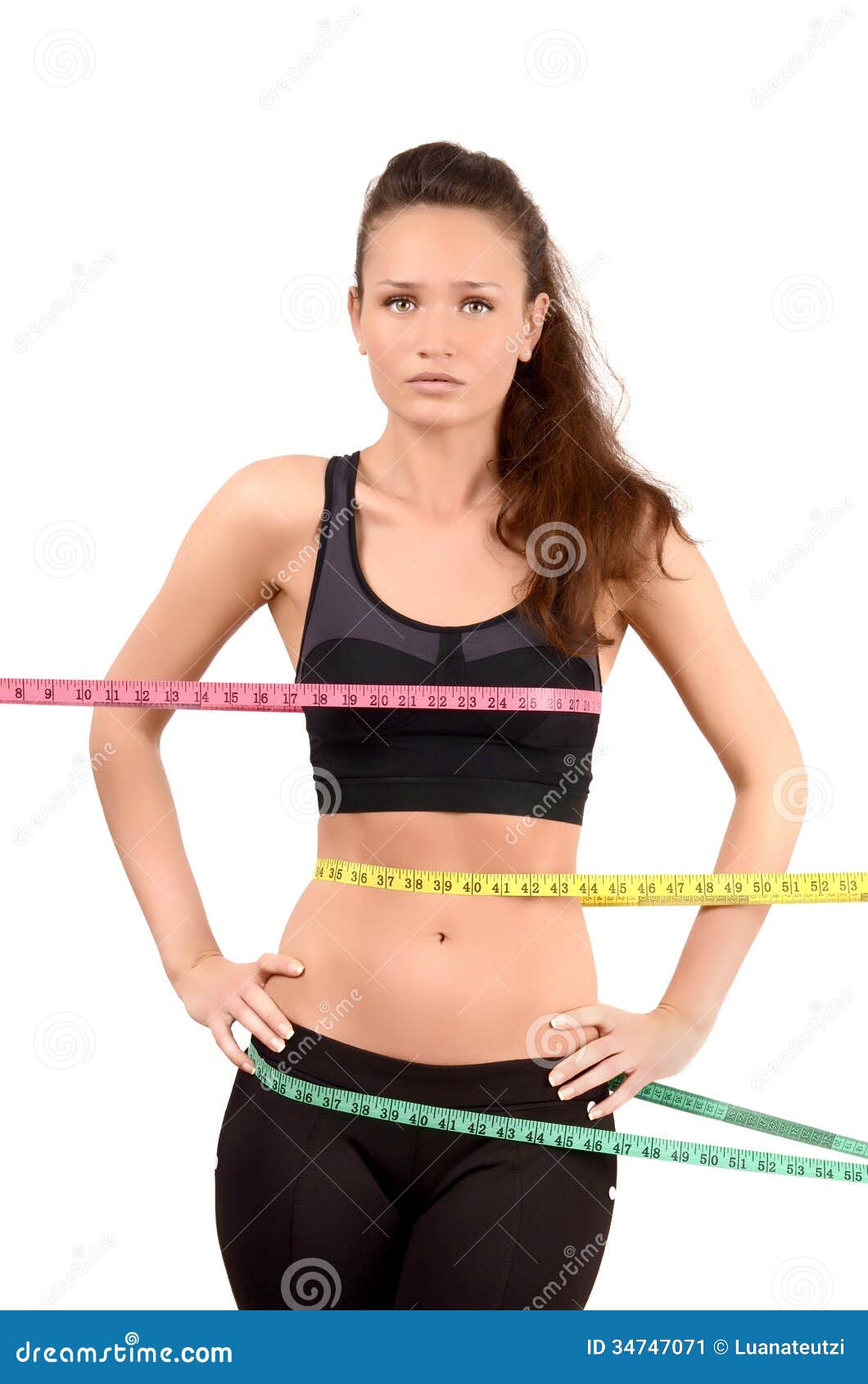 Measuring Bust, Waist, Hips. Beautiful Fit Girl Wrapped with Three  Measuring Tapes in Inch. Stock Image - Image of obsession, loss: 34747071