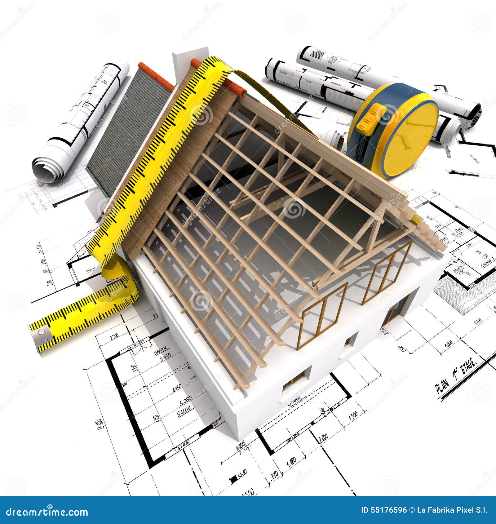 Measuring construction stock photo. Image of beam, blueprint 55176596
