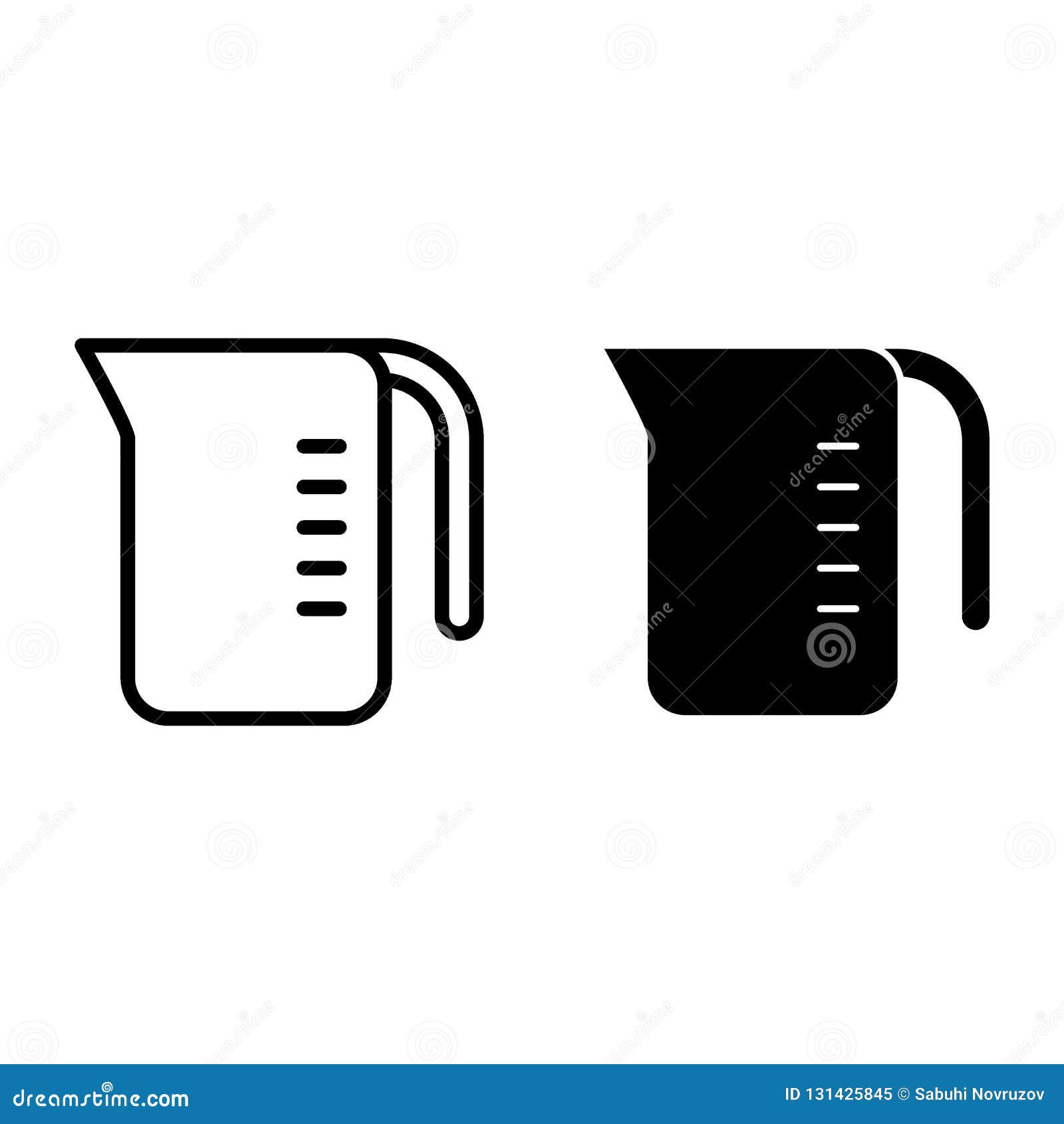 measuring cup line and glyph icon. measuring jug    on white. container outline style 