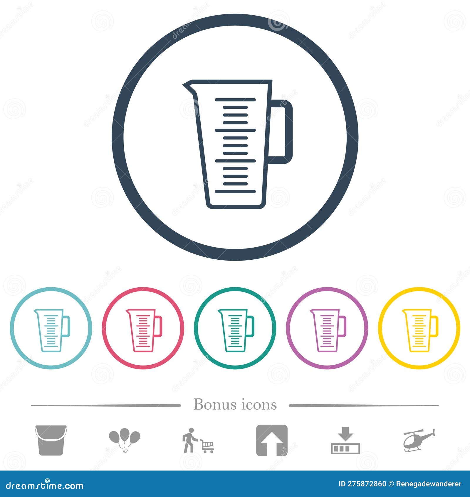 Measuring Cup Outline Flat Color Icons in Round Outlines Stock Vector ...
