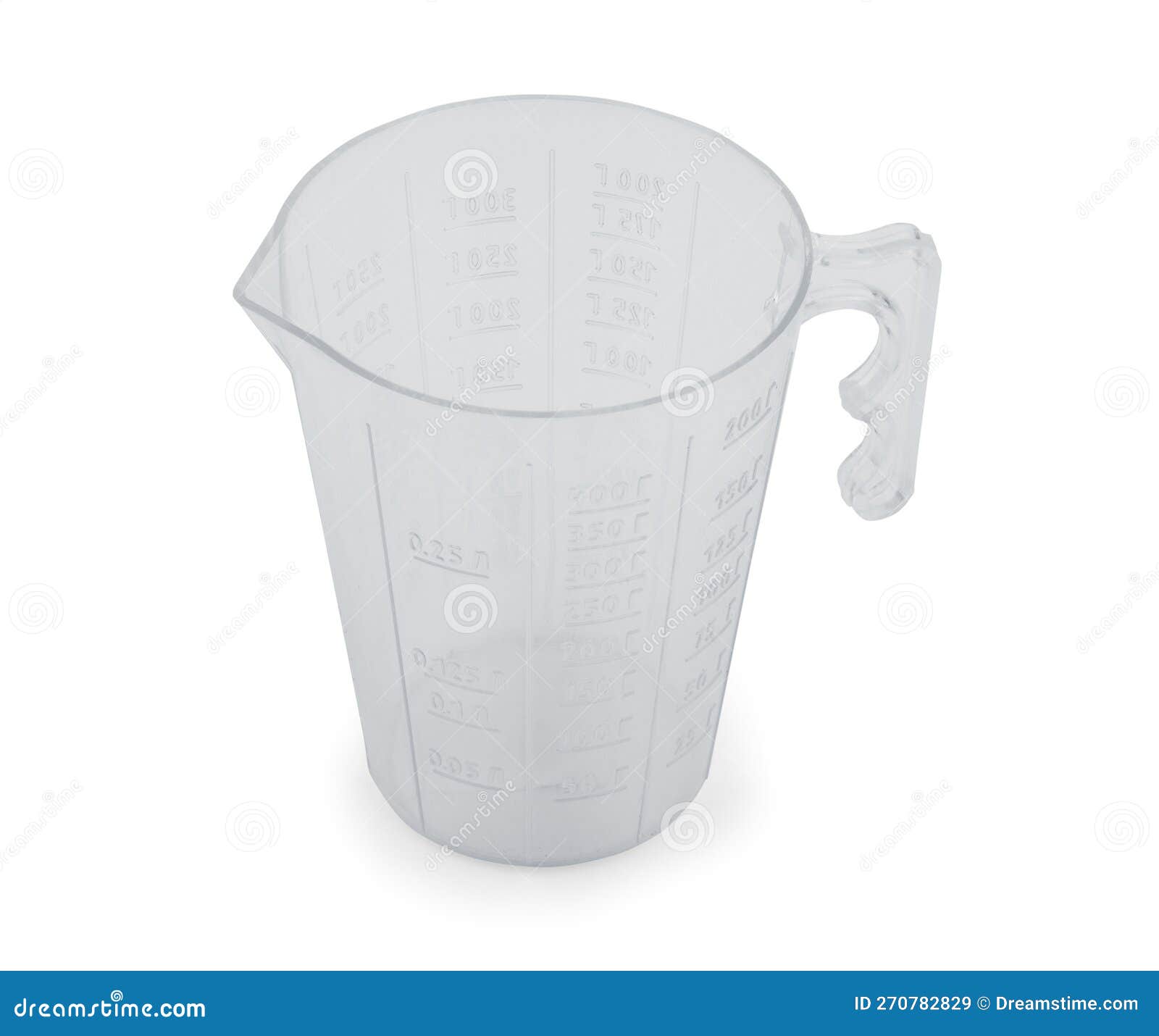 measuring cup with water  on white