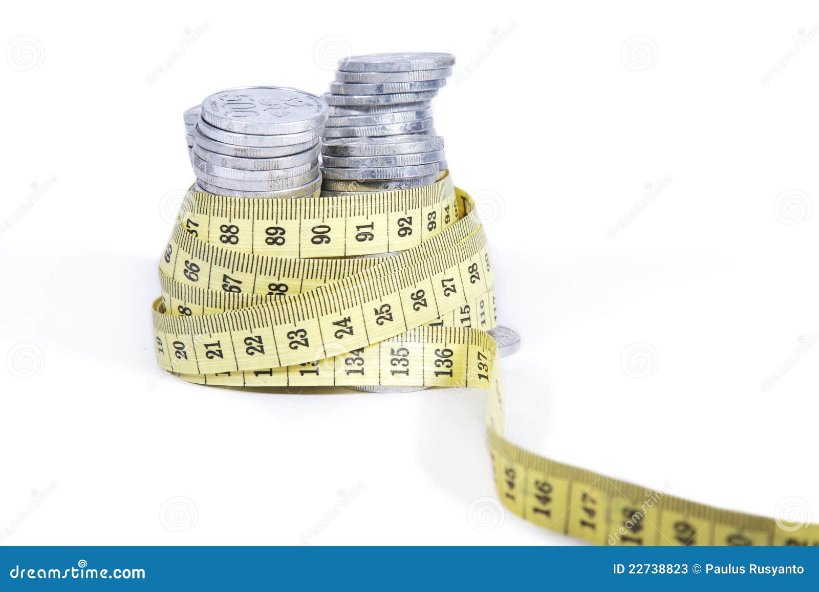 Measuring Money with Measurement Tape Stock Image Image of isolated